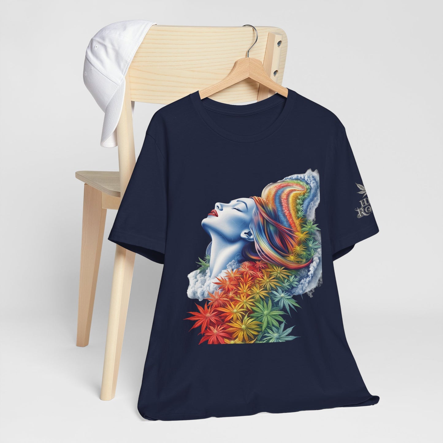 Rainbow Cannabis Goddess Tee - Ethereal Beauty Art Design | High Roller