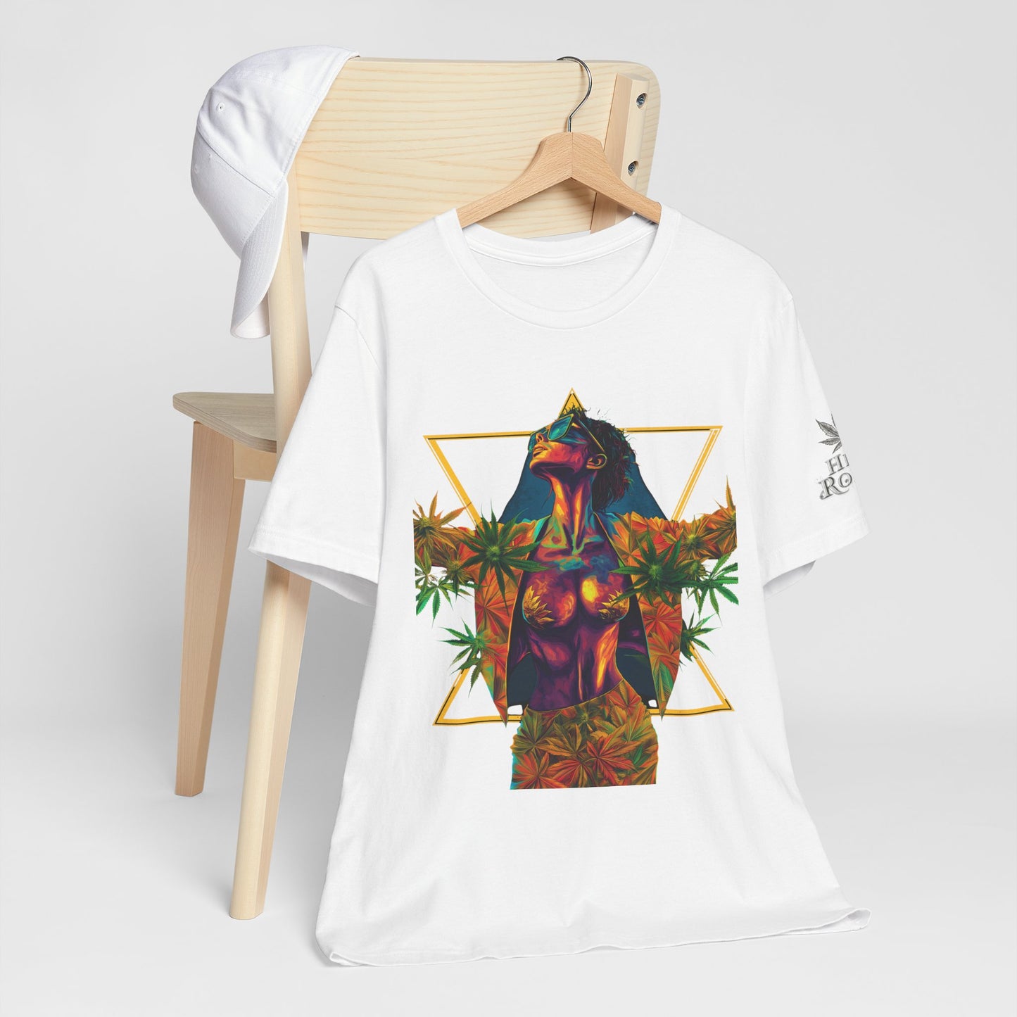 Sacred Geometry Cannabis Goddess Tee - Psychedelic Beauty Art Design | High Roller