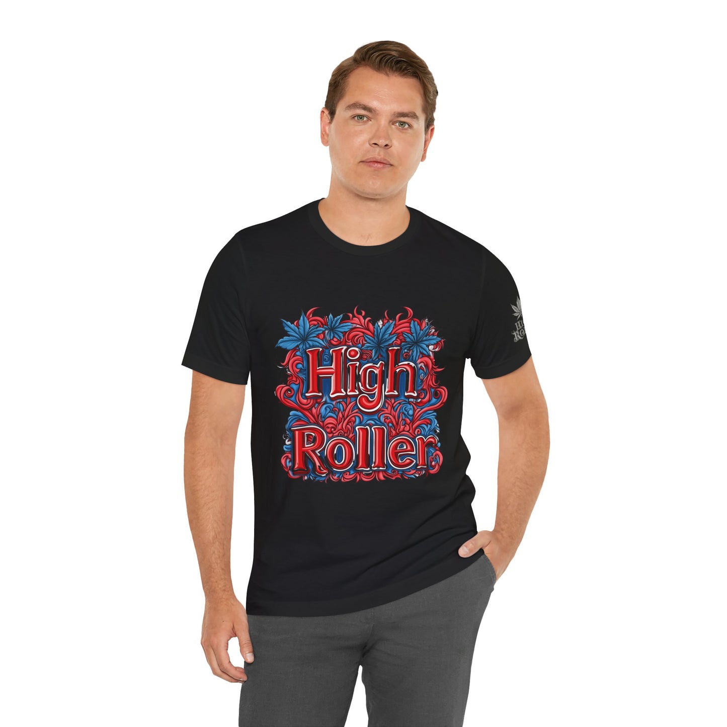 High Roller Ornate Logo Tee - Cannabis Typography Art Design | High Roller
