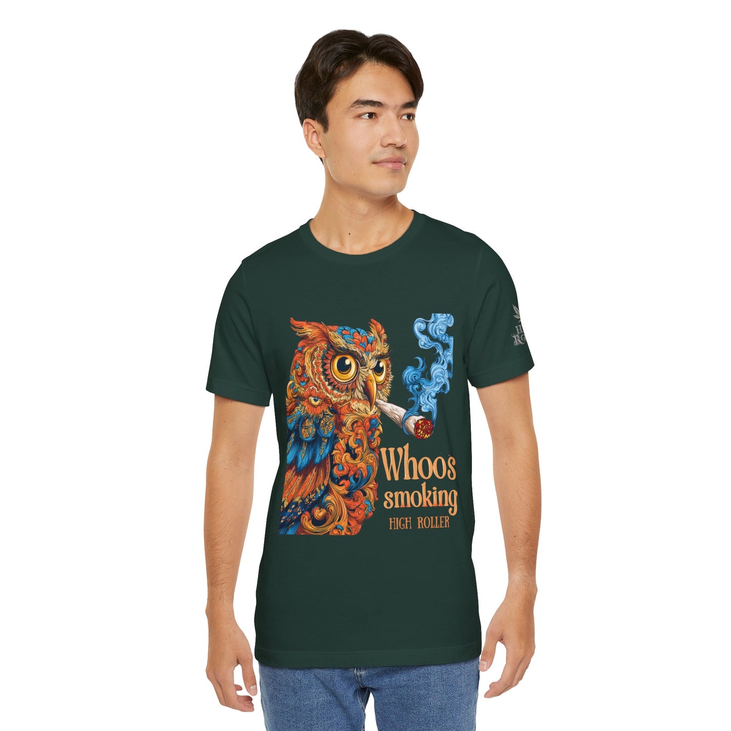 Whoos Smoking Owl Tee - Wise Cannabis Art Design | High Roller