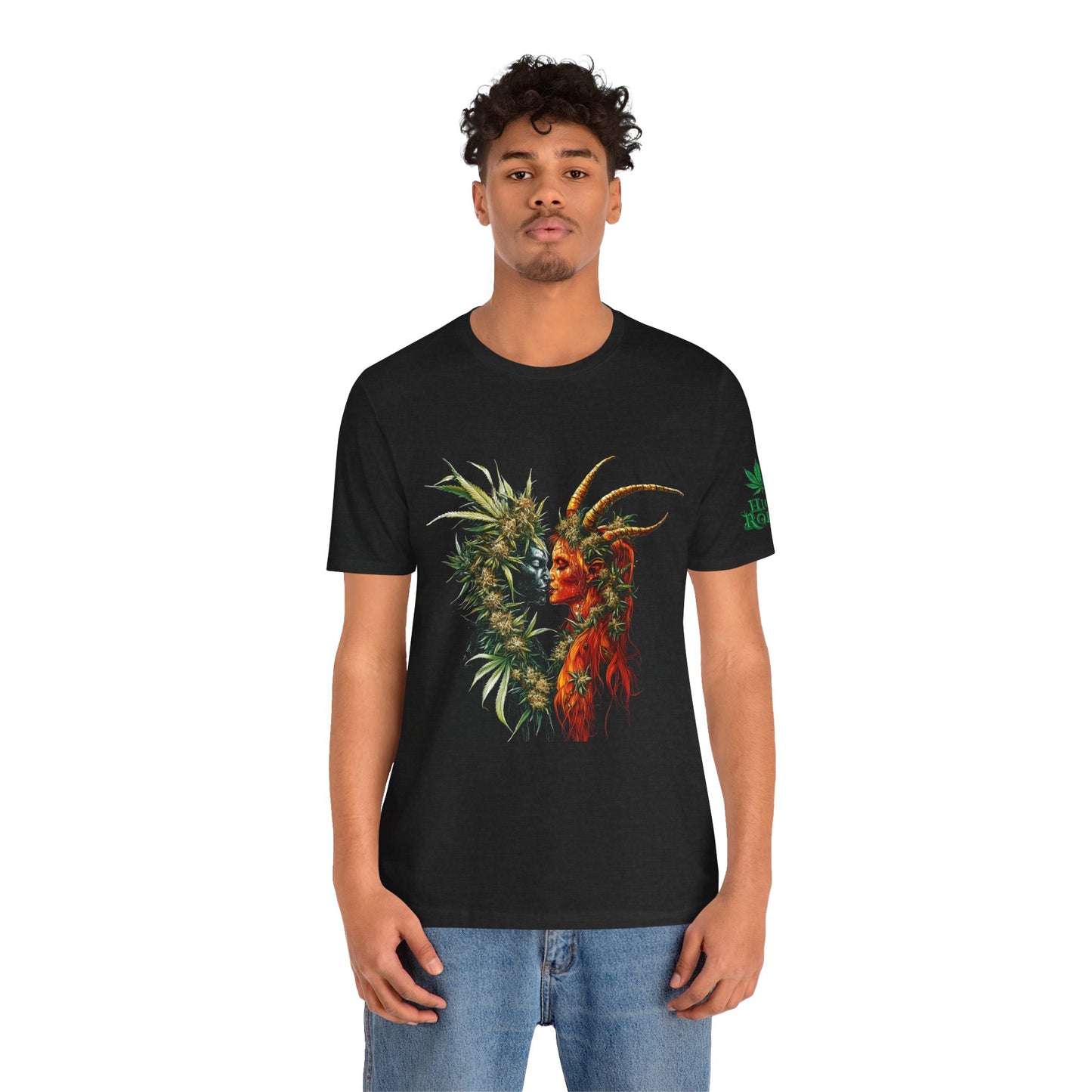 Cannabis Art Dual Face T-Shirt - Premium Unisex Cotton Tee