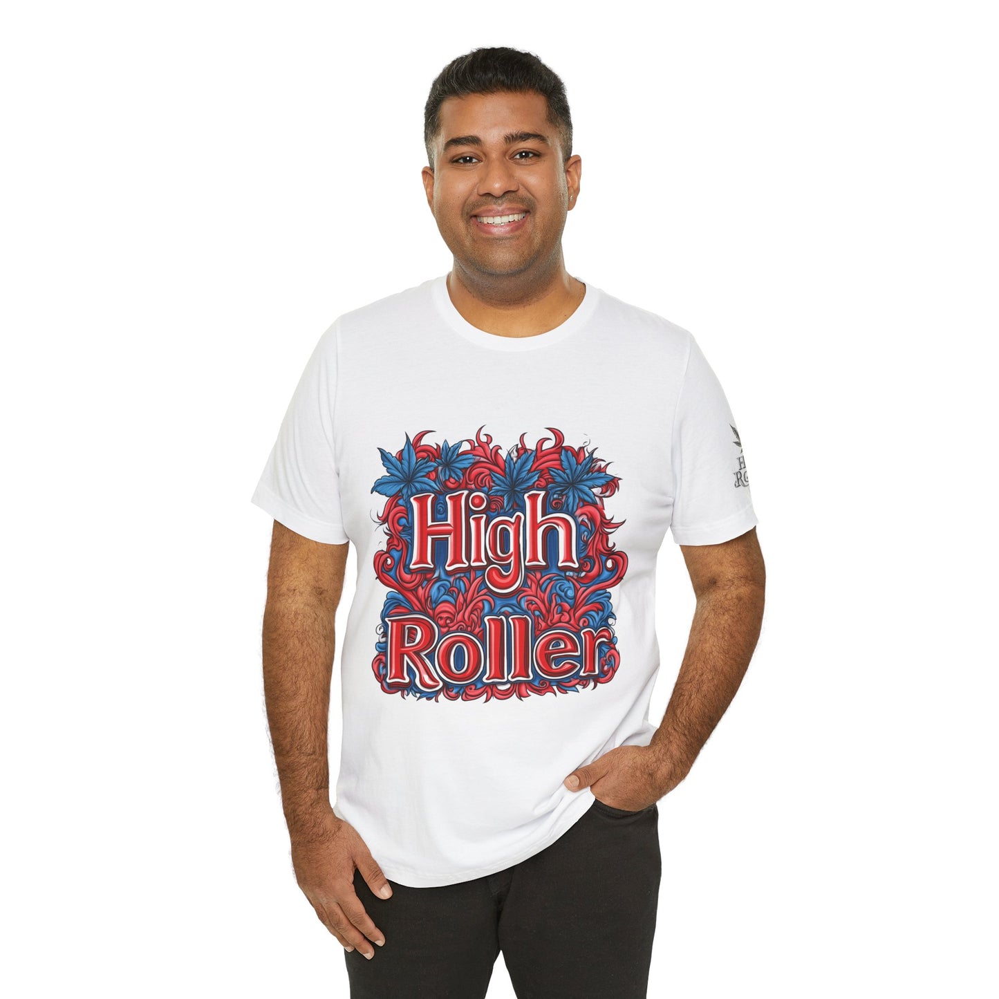 High Roller Ornate Logo Tee - Cannabis Typography Art Design | High Roller