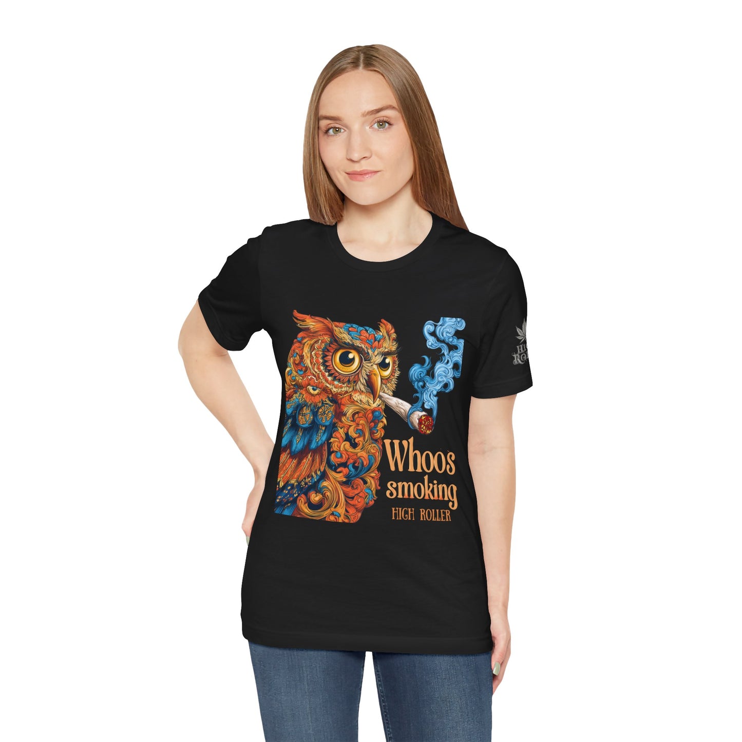 Whoos Smoking Owl Tee - Wise Cannabis Art Design | High Roller