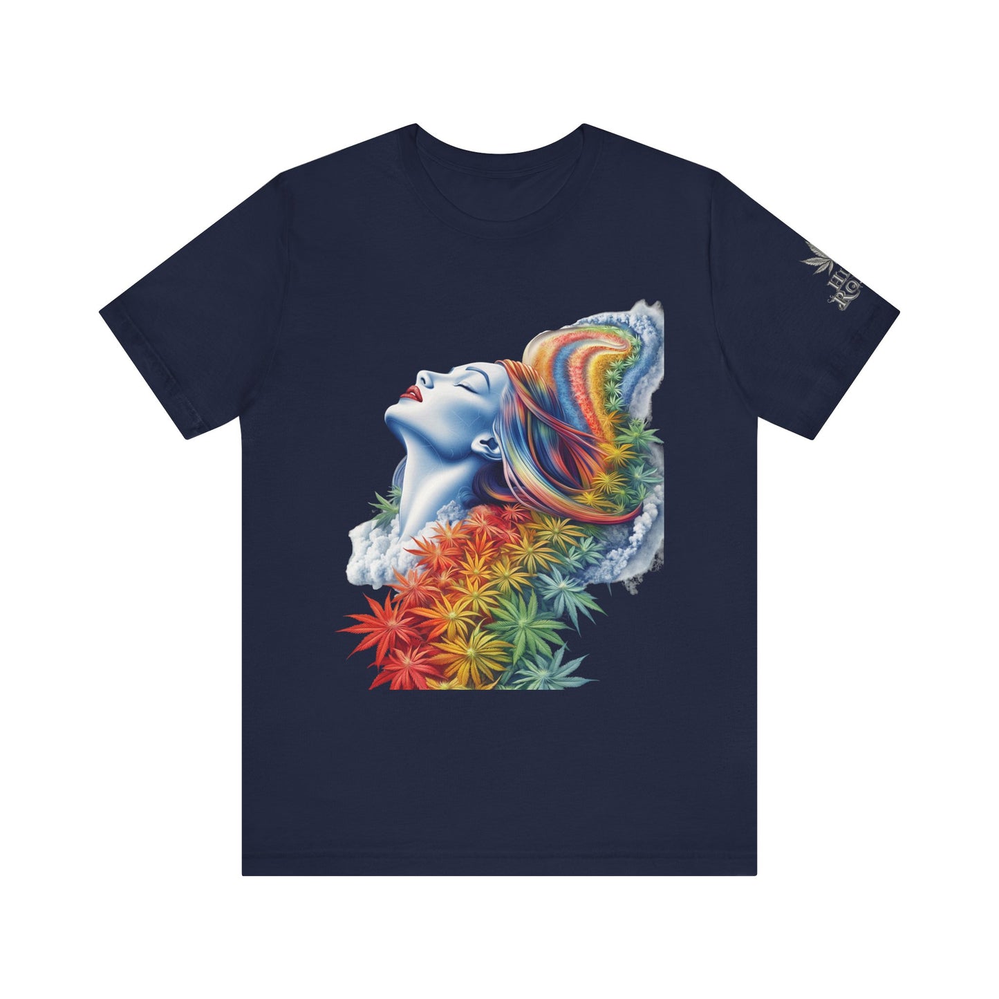 Rainbow Cannabis Goddess Tee - Ethereal Beauty Art Design | High Roller