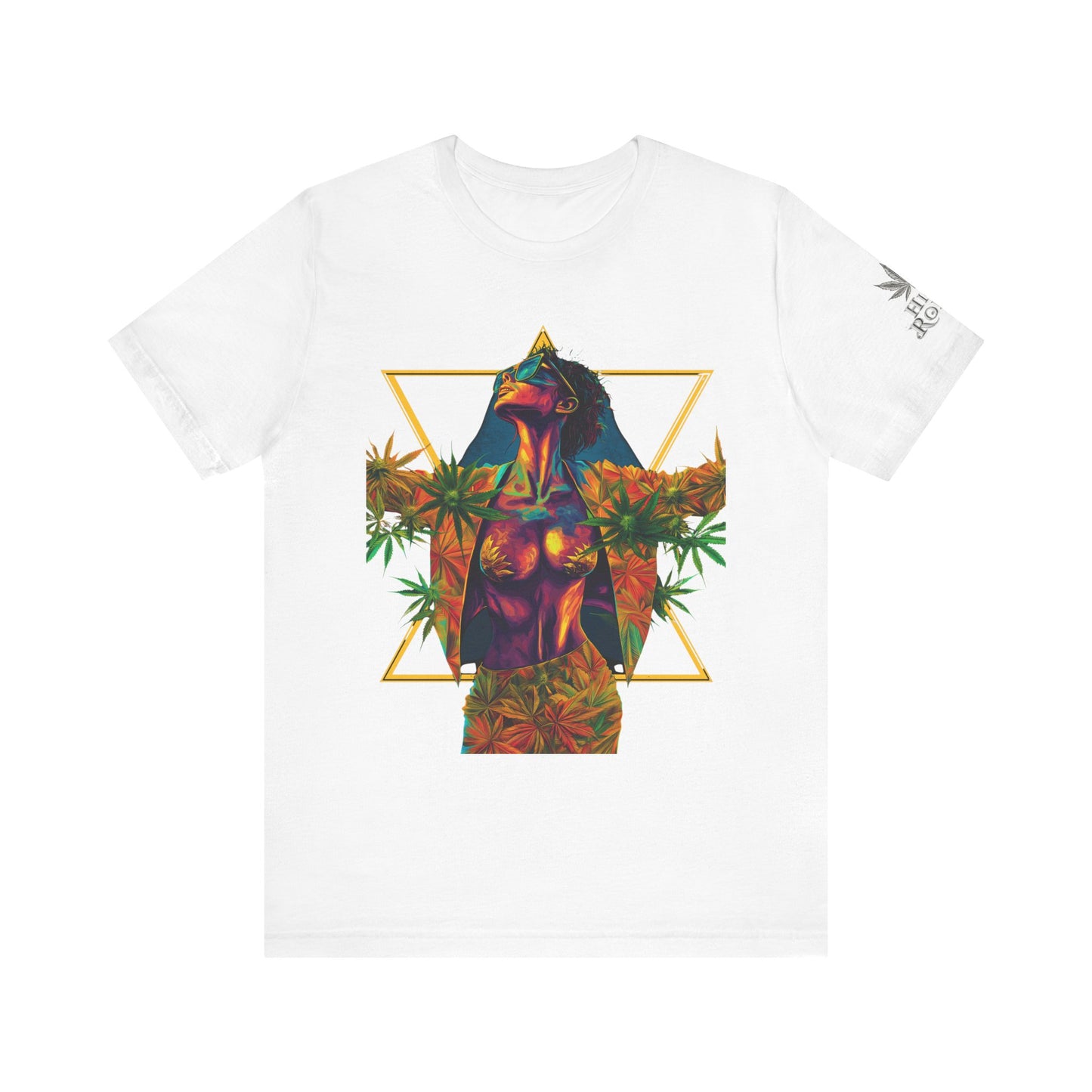 Sacred Geometry Cannabis Goddess Tee - Psychedelic Beauty Art Design | High Roller