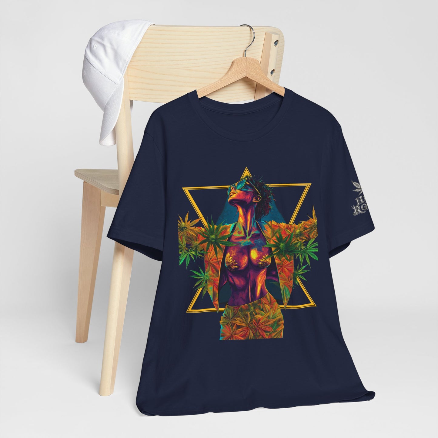 Sacred Geometry Cannabis Goddess Tee - Psychedelic Beauty Art Design | High Roller
