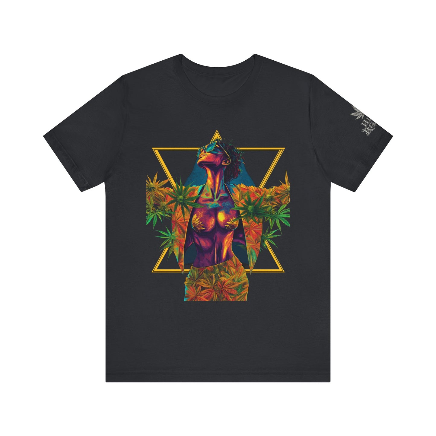 Sacred Geometry Cannabis Goddess Tee - Psychedelic Beauty Art Design | High Roller