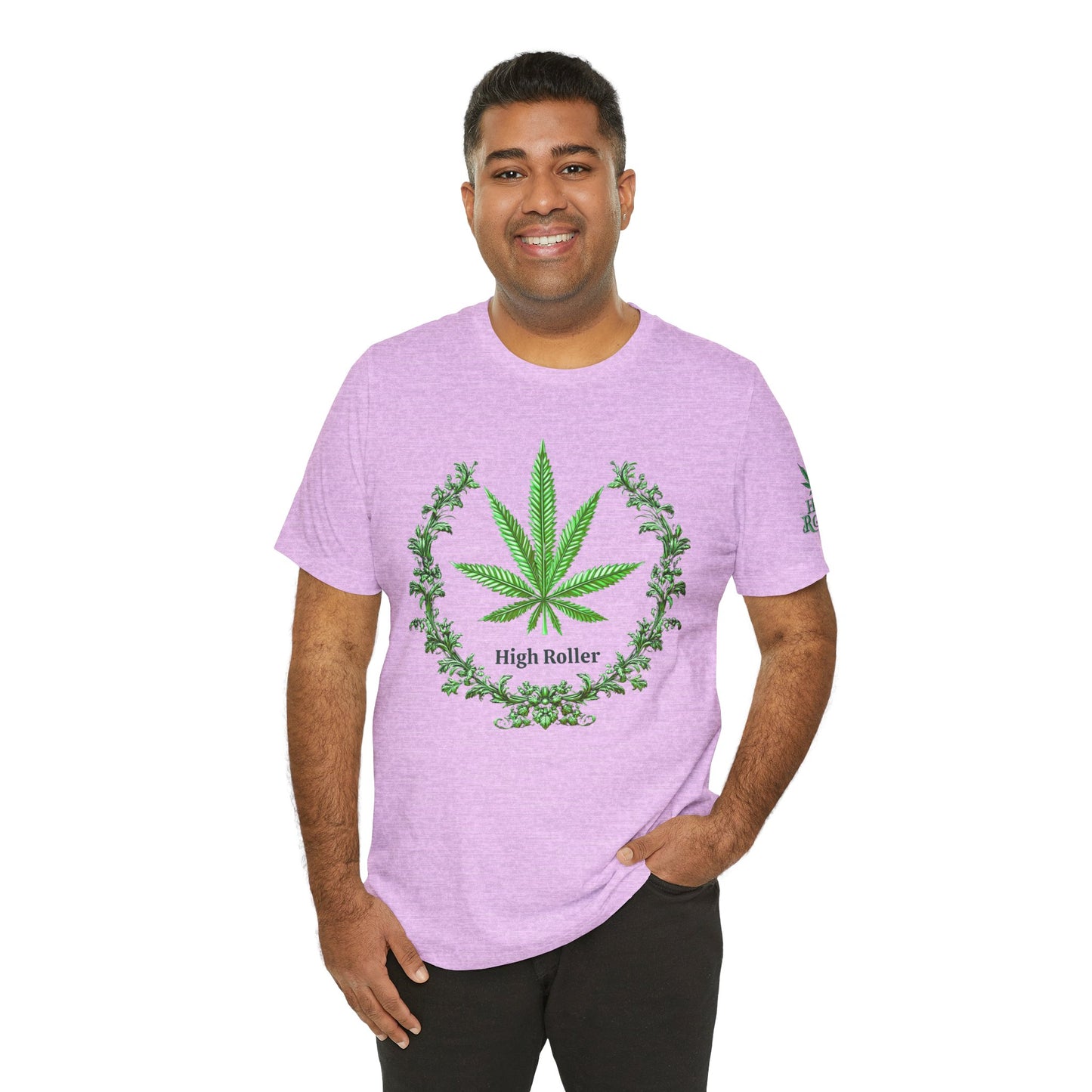 Cannabis Crest Wreath Tee - Botanical Elegance Art Design | High Roller