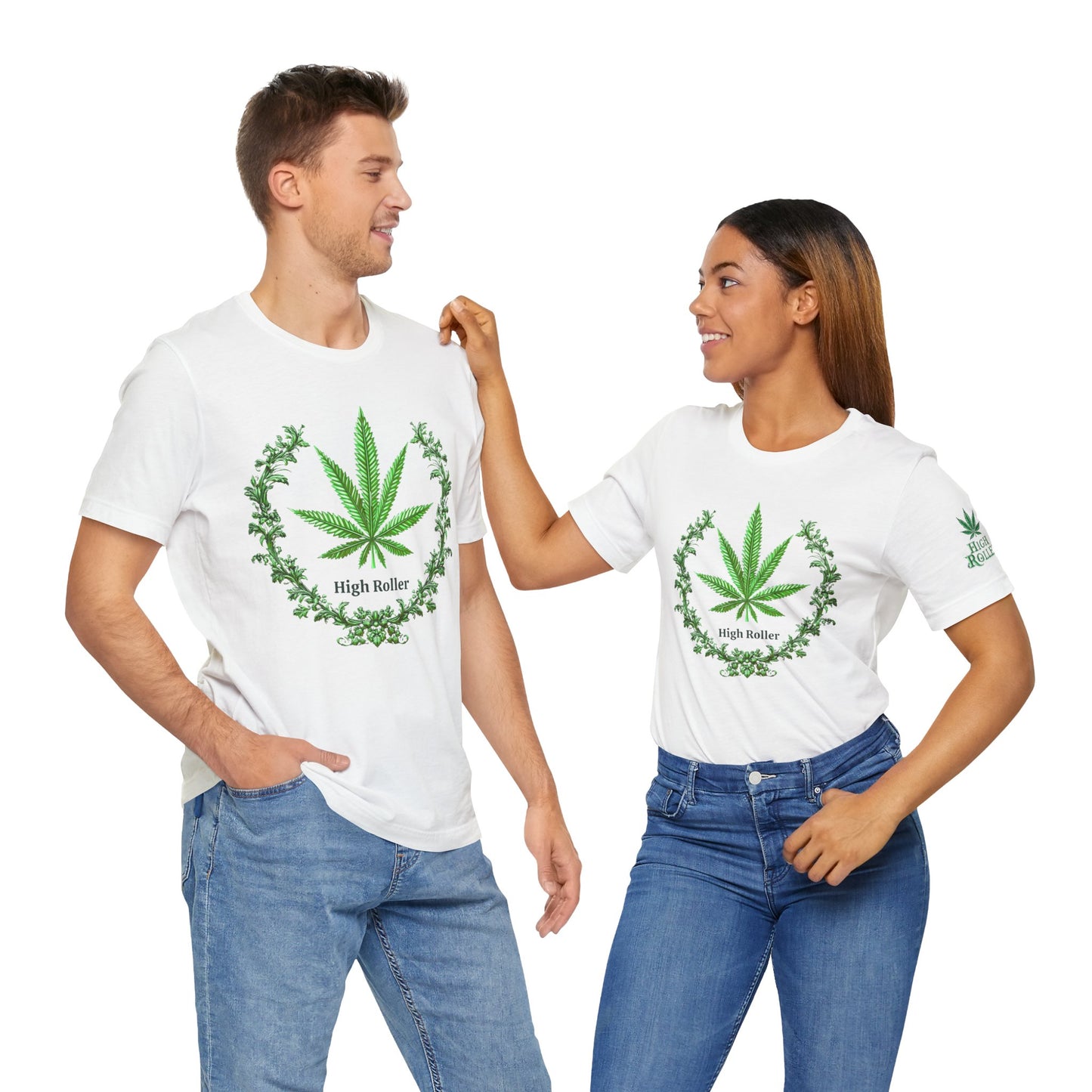 Cannabis Crest Wreath Tee - Botanical Elegance Art Design | High Roller