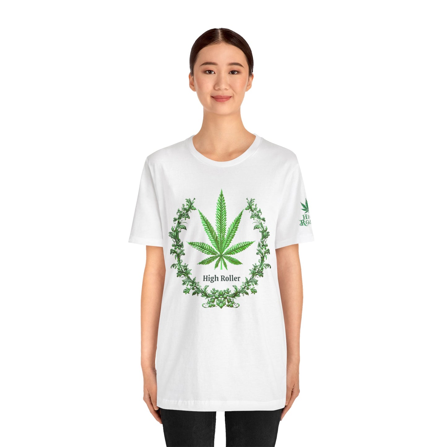 Cannabis Crest Wreath Tee - Botanical Elegance Art Design | High Roller
