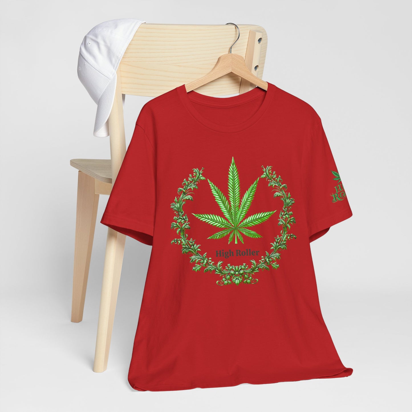 Cannabis Crest Wreath Tee - Botanical Elegance Art Design | High Roller