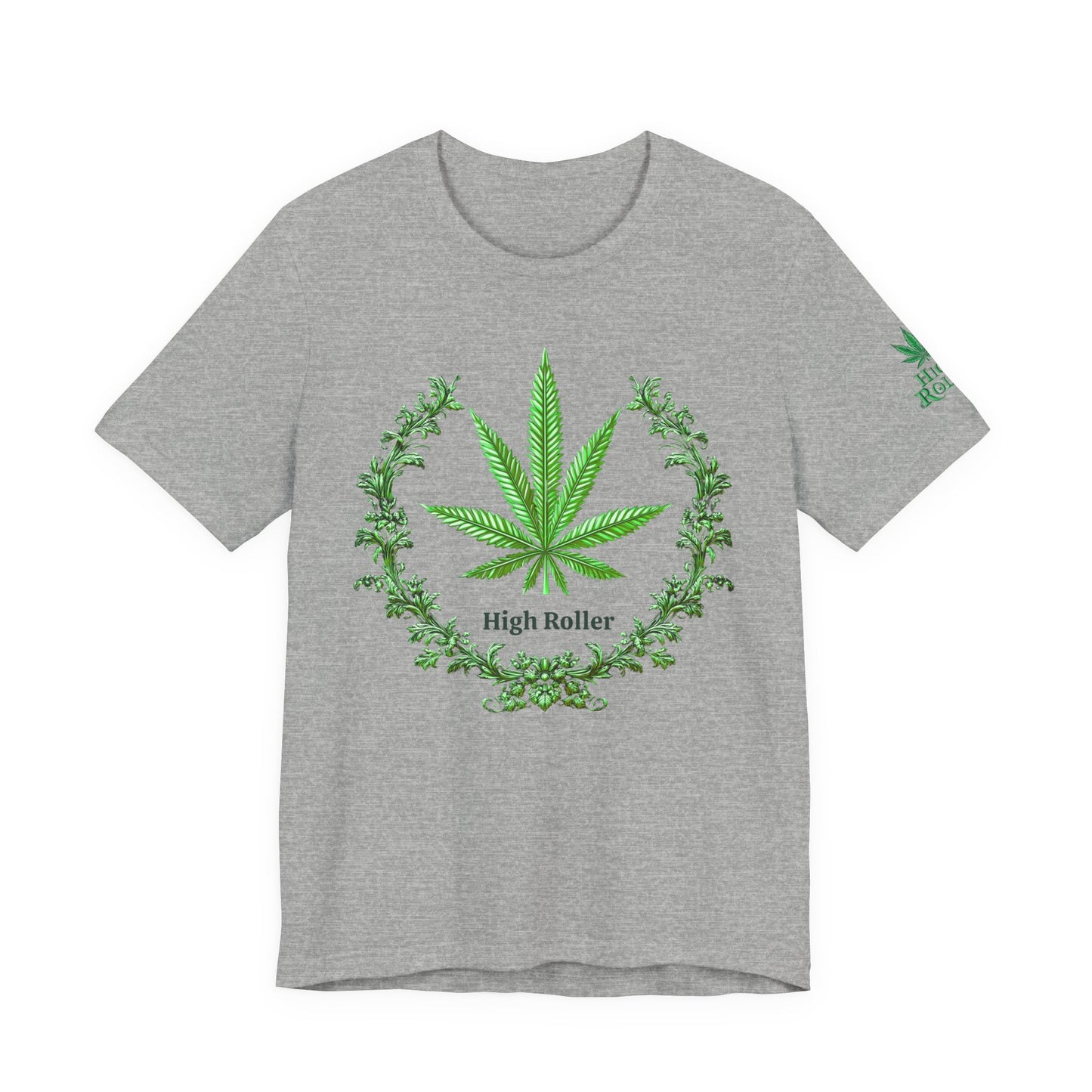 Cannabis Crest Wreath Tee - Botanical Elegance Art Design | High Roller