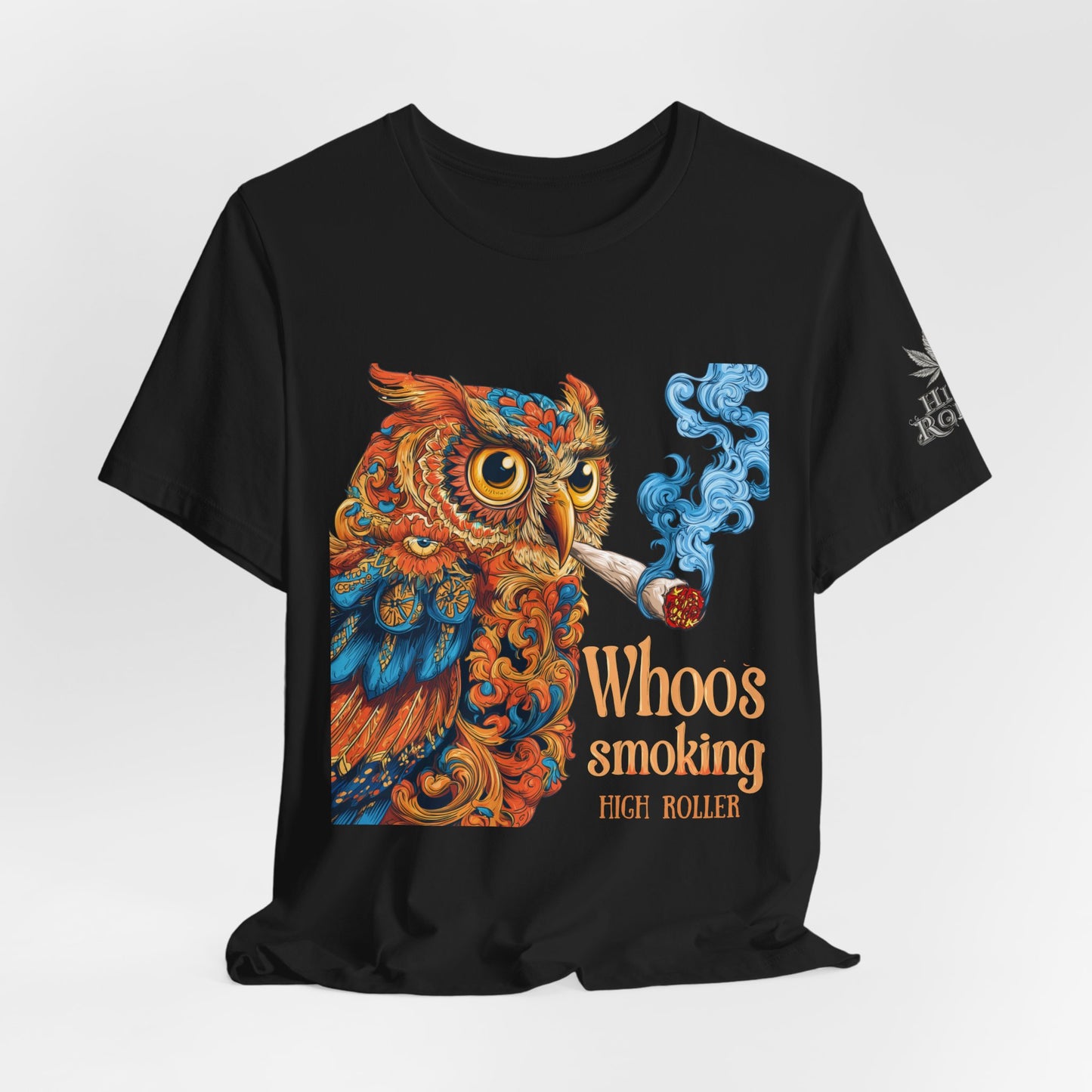 Whoos Smoking Owl Tee - Wise Cannabis Art Design | High Roller