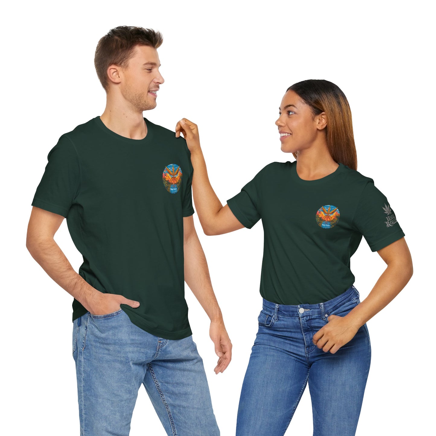 Cannabis Paradise Circle Tee - Tropical Sunset Art Design | High Roller