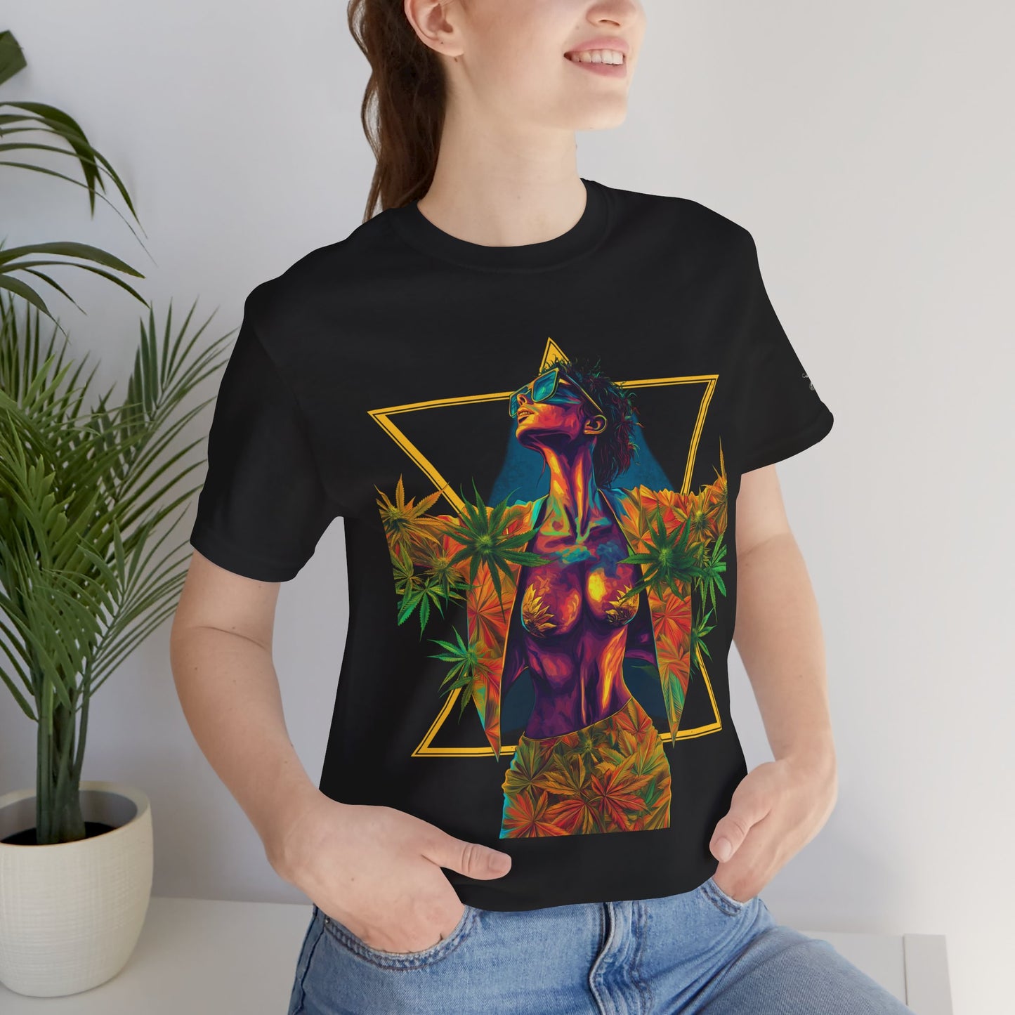 Sacred Geometry Cannabis Goddess Tee - Psychedelic Beauty Art Design | High Roller