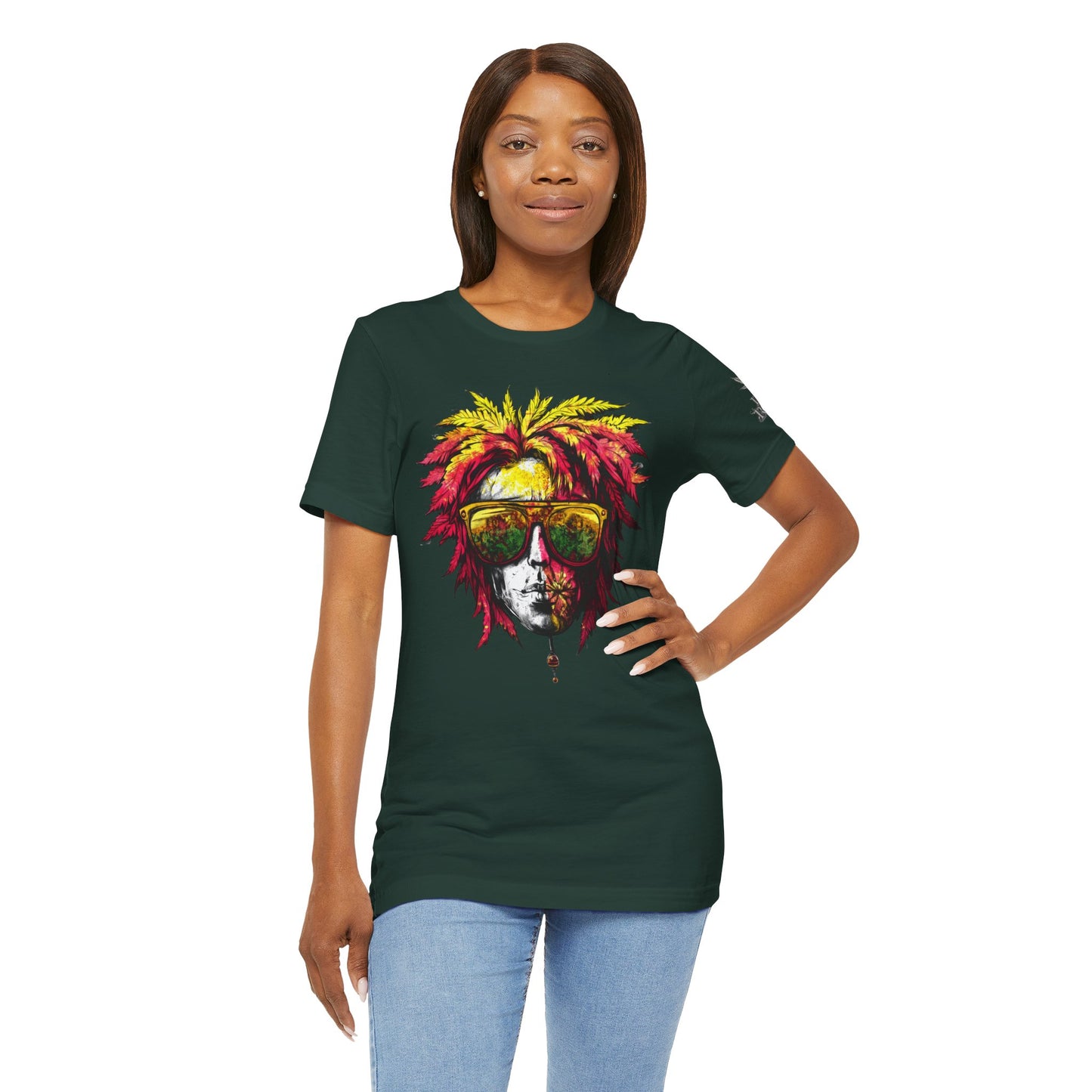 Rasta Cannabis Portrait Tee - Reggae Culture Art Design | High Roller