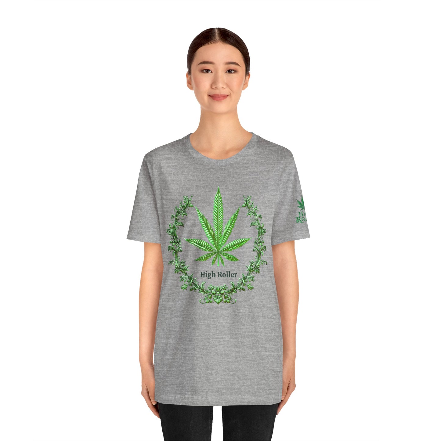 Cannabis Crest Wreath Tee - Botanical Elegance Art Design | High Roller