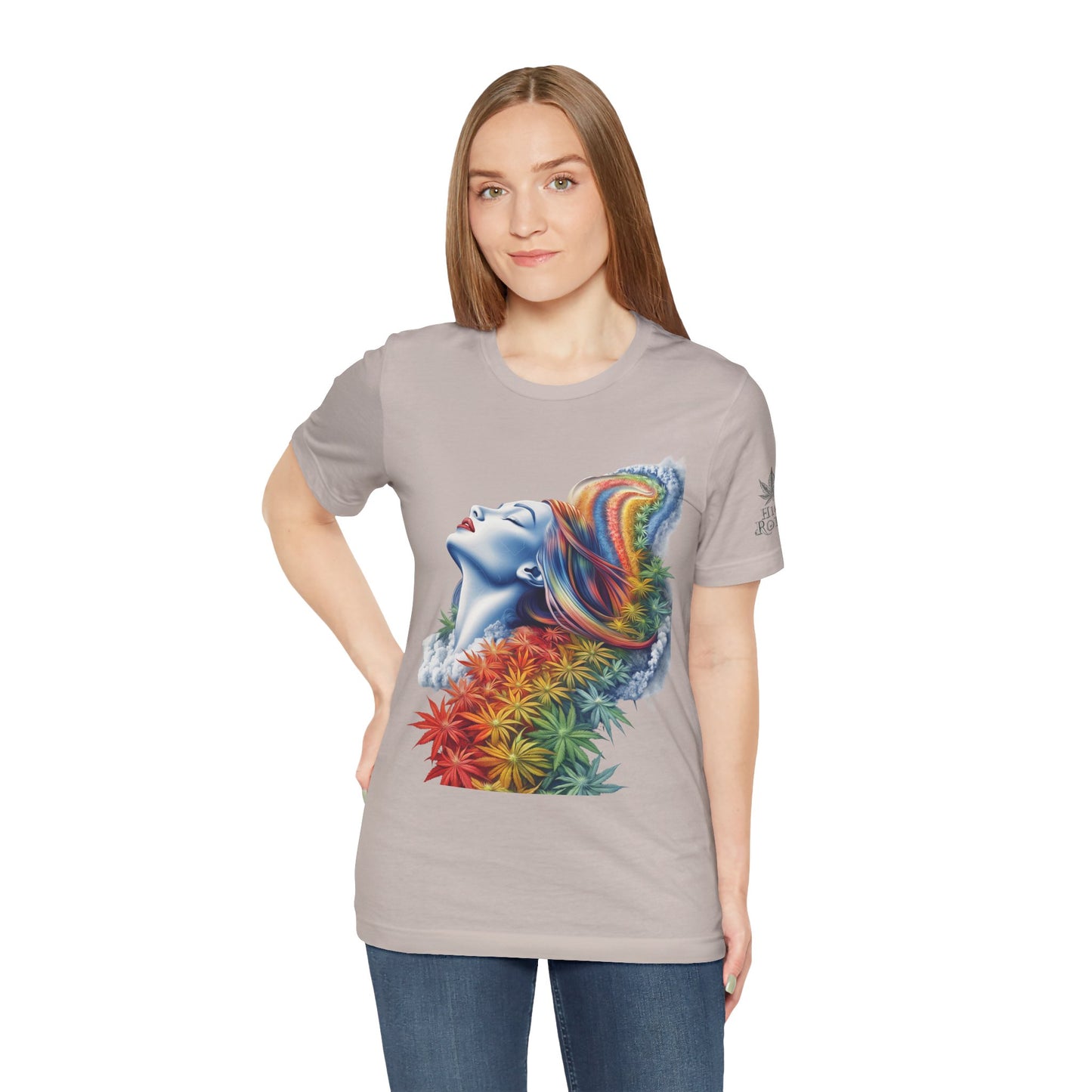 Rainbow Cannabis Goddess Tee - Ethereal Beauty Art Design | High Roller