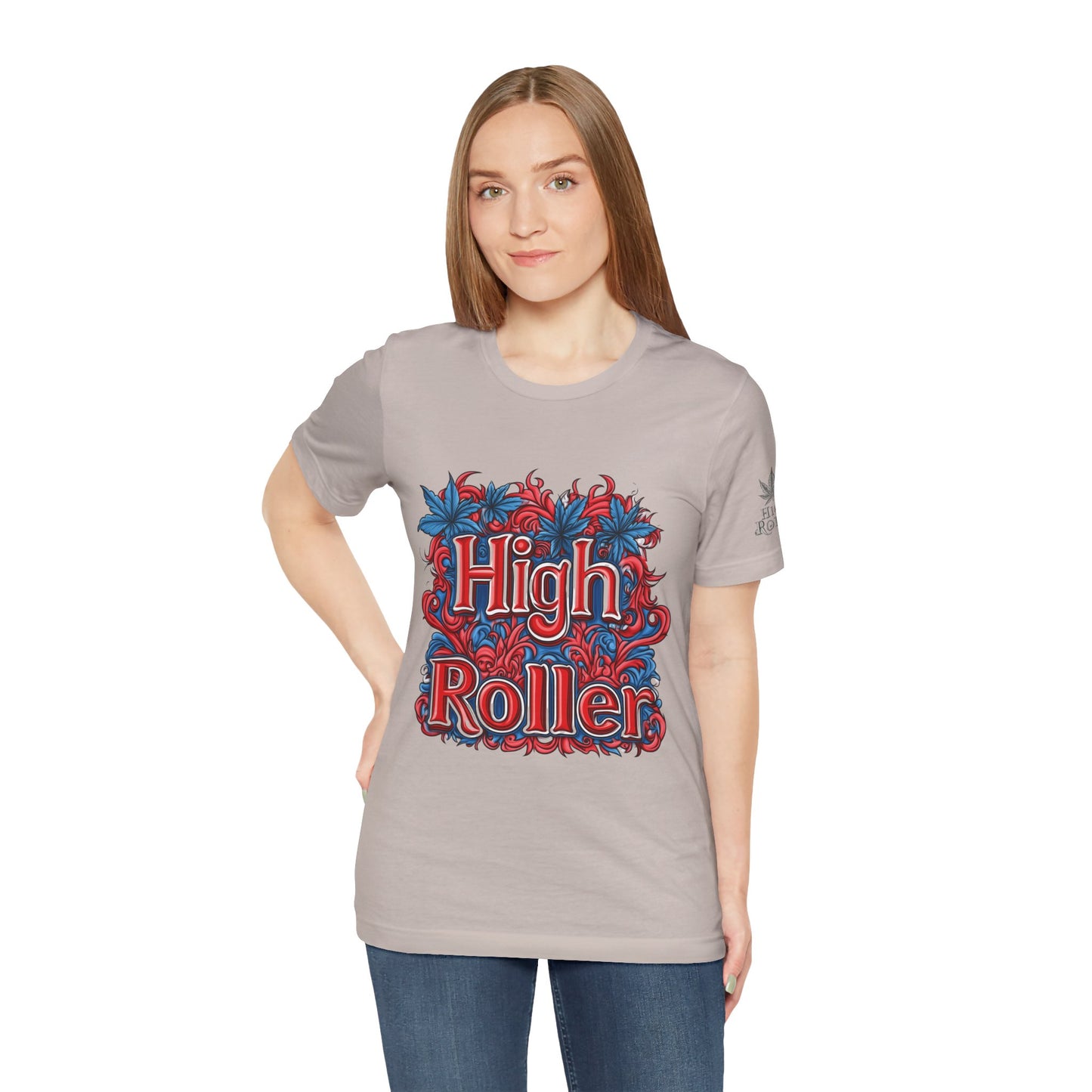 High Roller Ornate Logo Tee - Cannabis Typography Art Design | High Roller