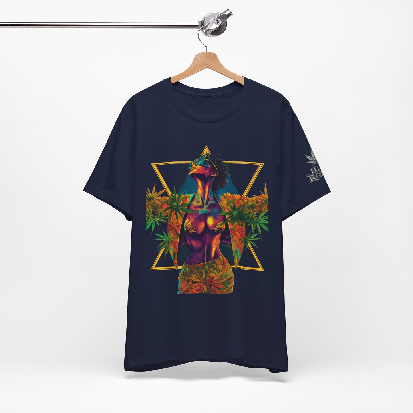 Sacred Geometry Cannabis Goddess Tee - Psychedelic Beauty Art Design | High Roller