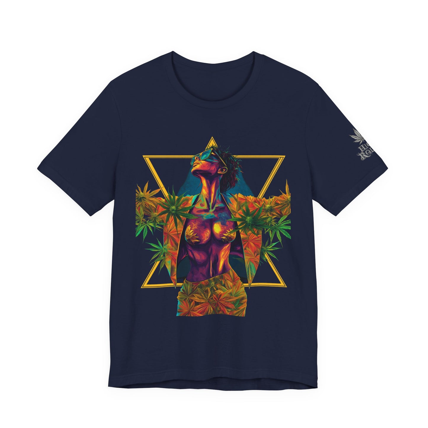 Sacred Geometry Cannabis Goddess Tee - Psychedelic Beauty Art Design | High Roller