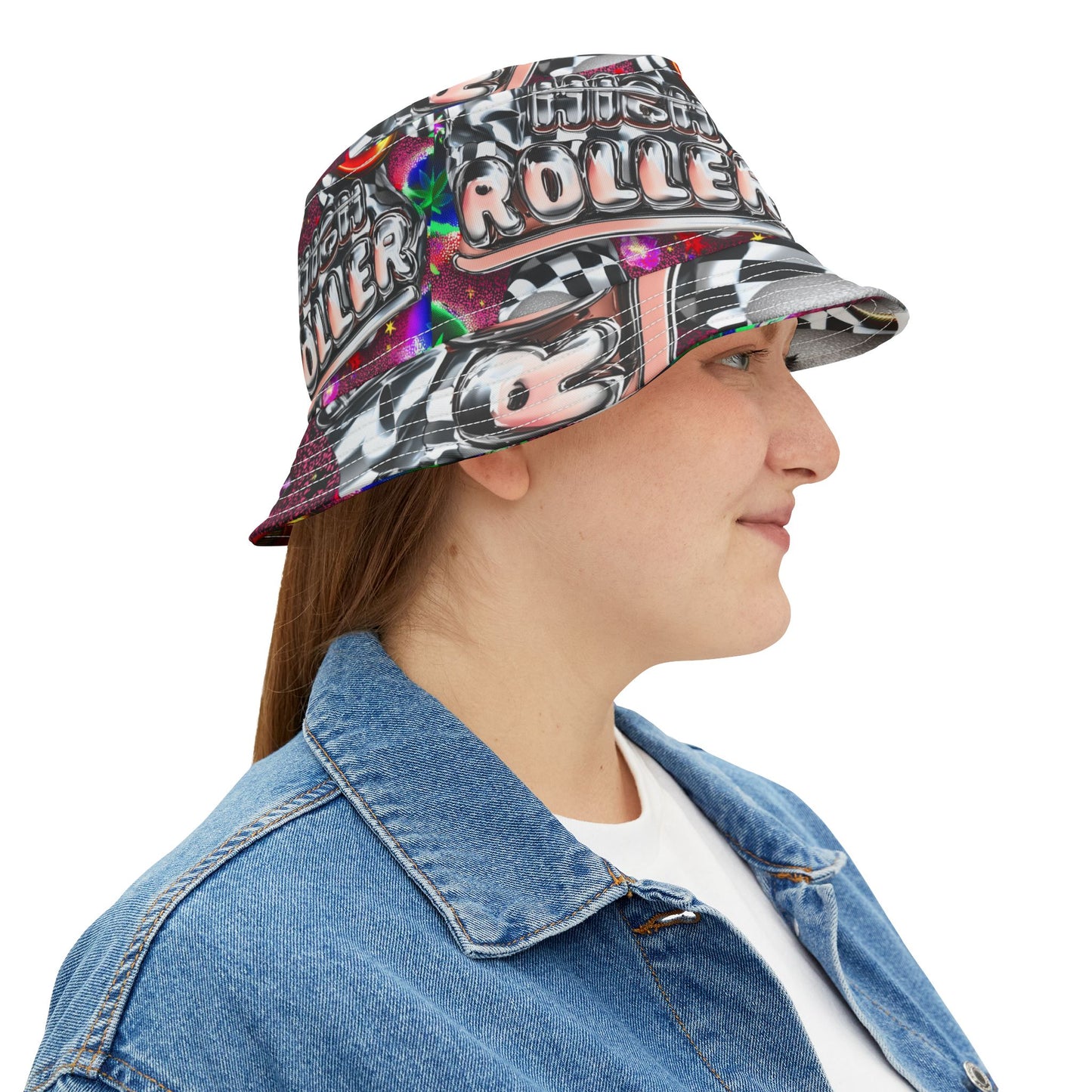 HIGH ROLLER Y2K Psychedelic Bucket Hat