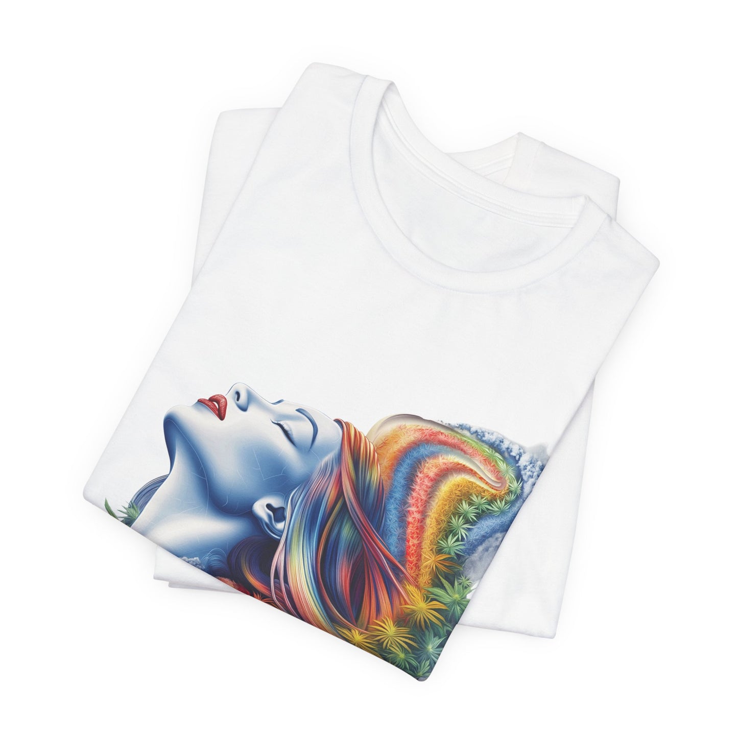 Rainbow Cannabis Goddess Tee - Ethereal Beauty Art Design | High Roller