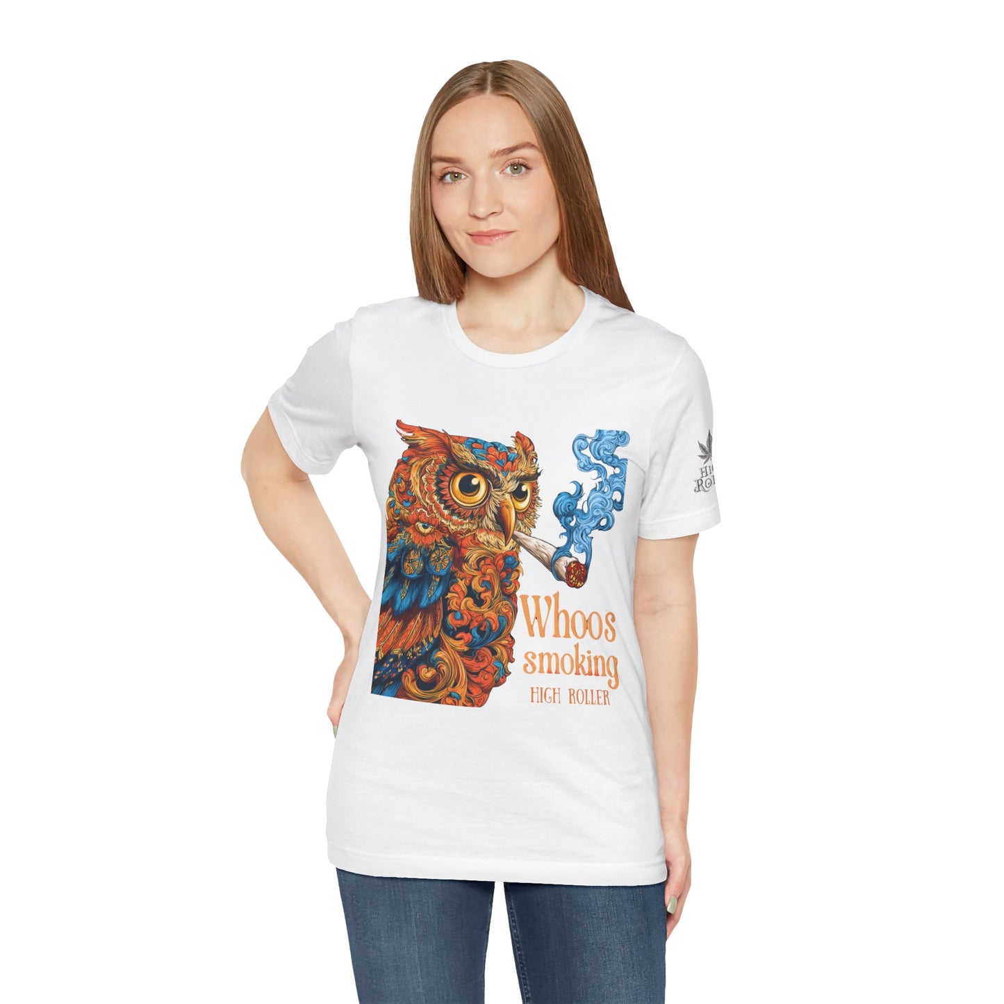 Whoos Smoking Owl Tee - Wise Cannabis Art Design | High Roller