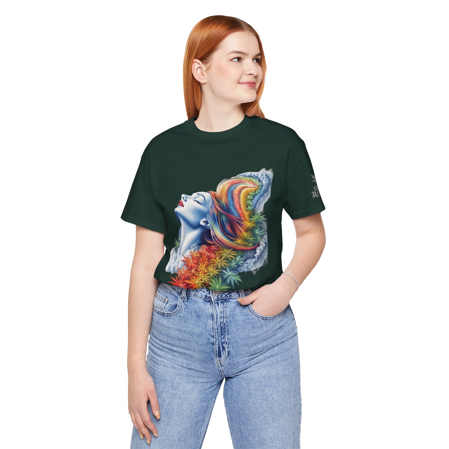 Rainbow Cannabis Goddess Tee - Ethereal Beauty Art Design | High Roller
