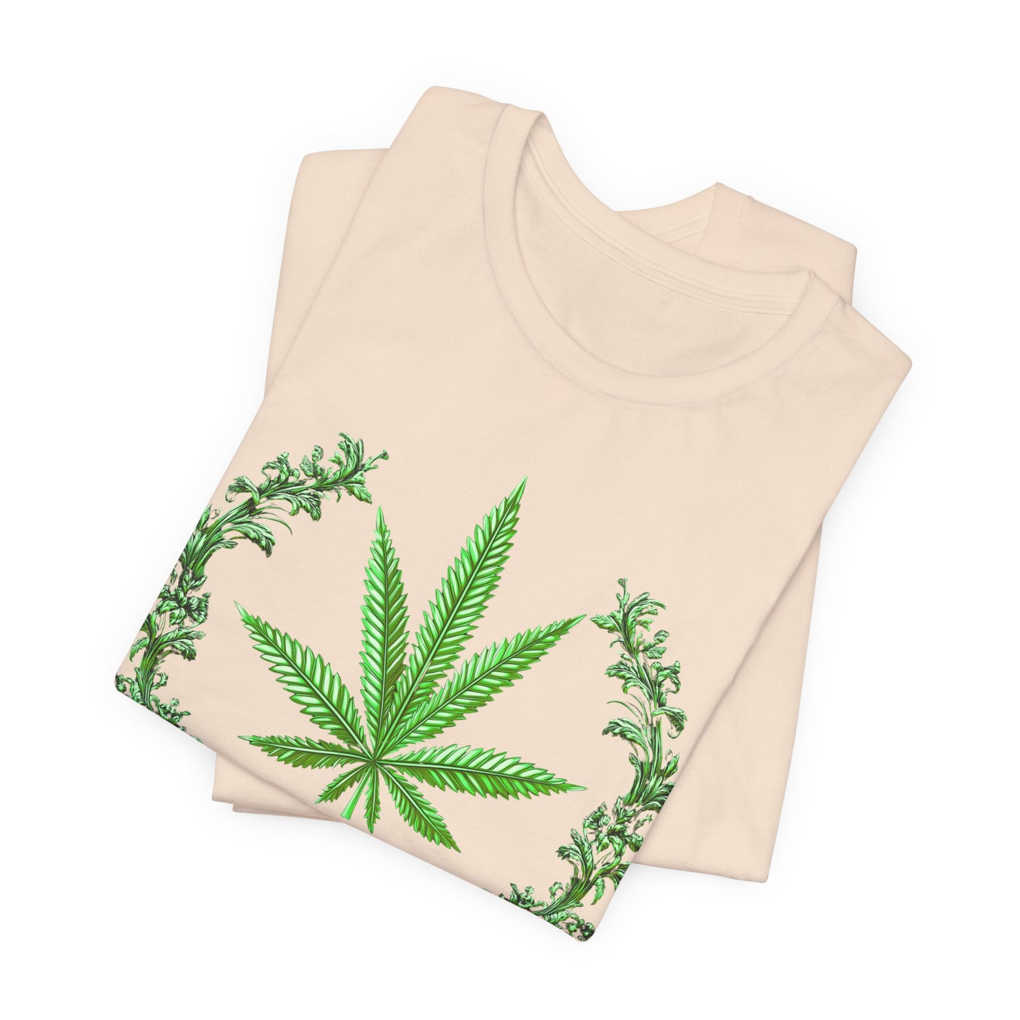 Cannabis Crest Wreath Tee - Botanical Elegance Art Design | High Roller