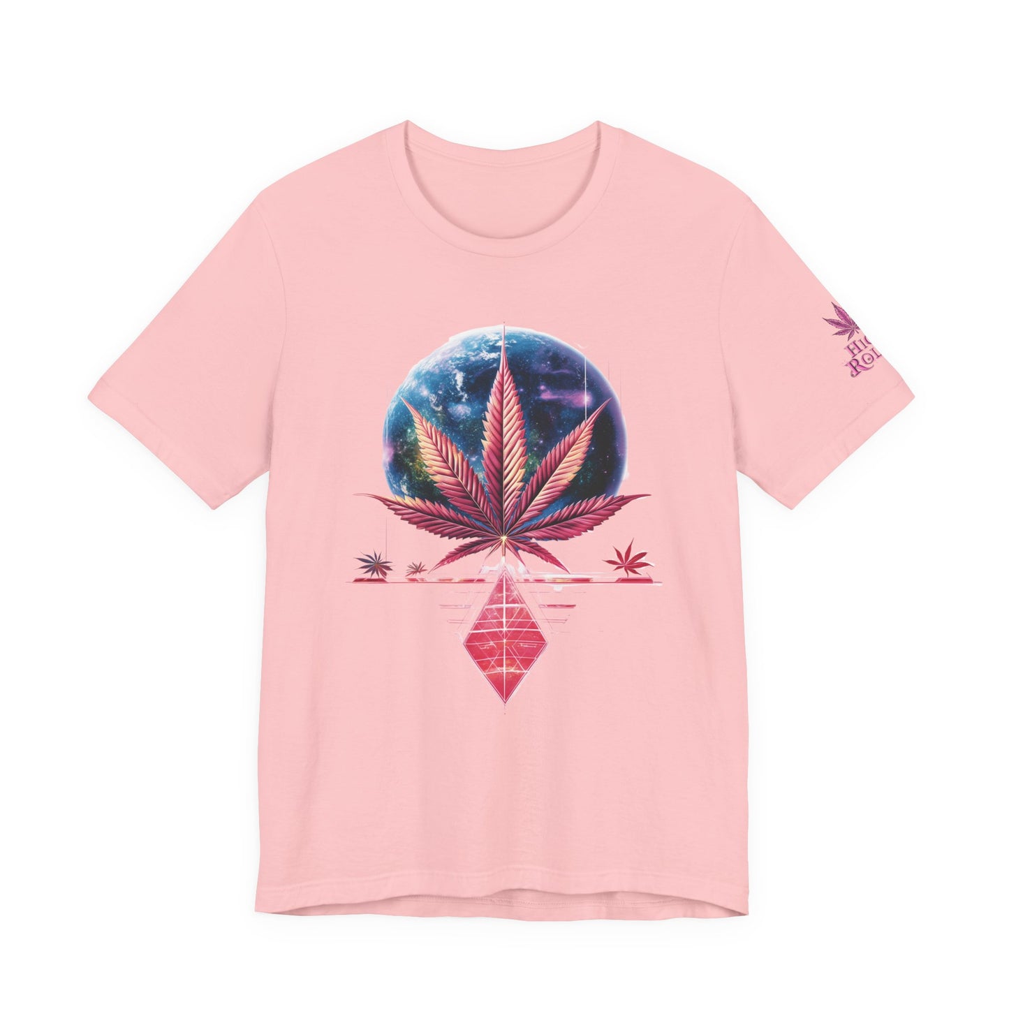Cosmic Paradise Tee - Premium Airlume Cotton Cannabis Culture Vaporwave Tropical Art