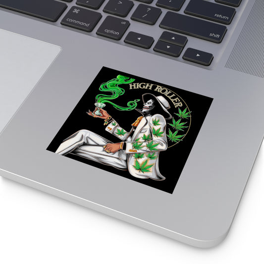 Day of the Dead Cannabis Lady Sticker - Luxury Día de los Muertos Weed Art - HIGH ROLLER Premium 3x3 Vinyl