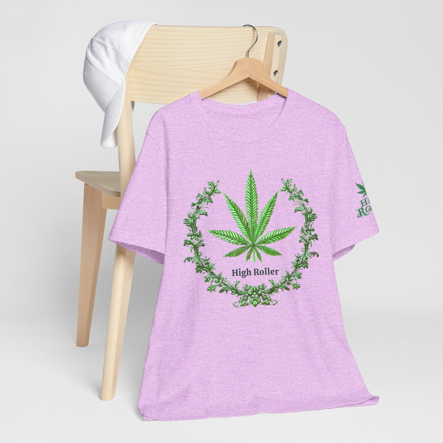 Cannabis Crest Wreath Tee - Botanical Elegance Art Design | High Roller