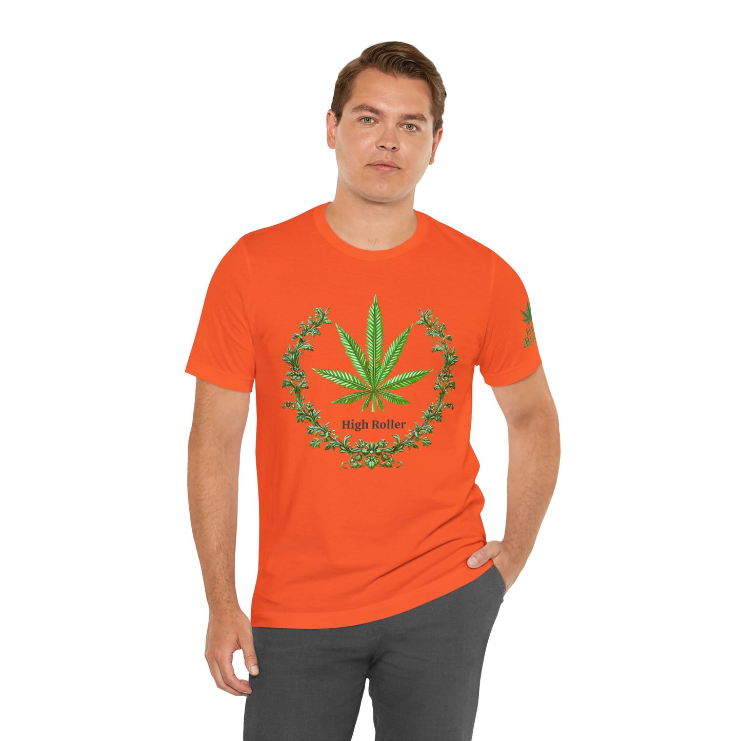Cannabis Crest Wreath Tee - Botanical Elegance Art Design | High Roller