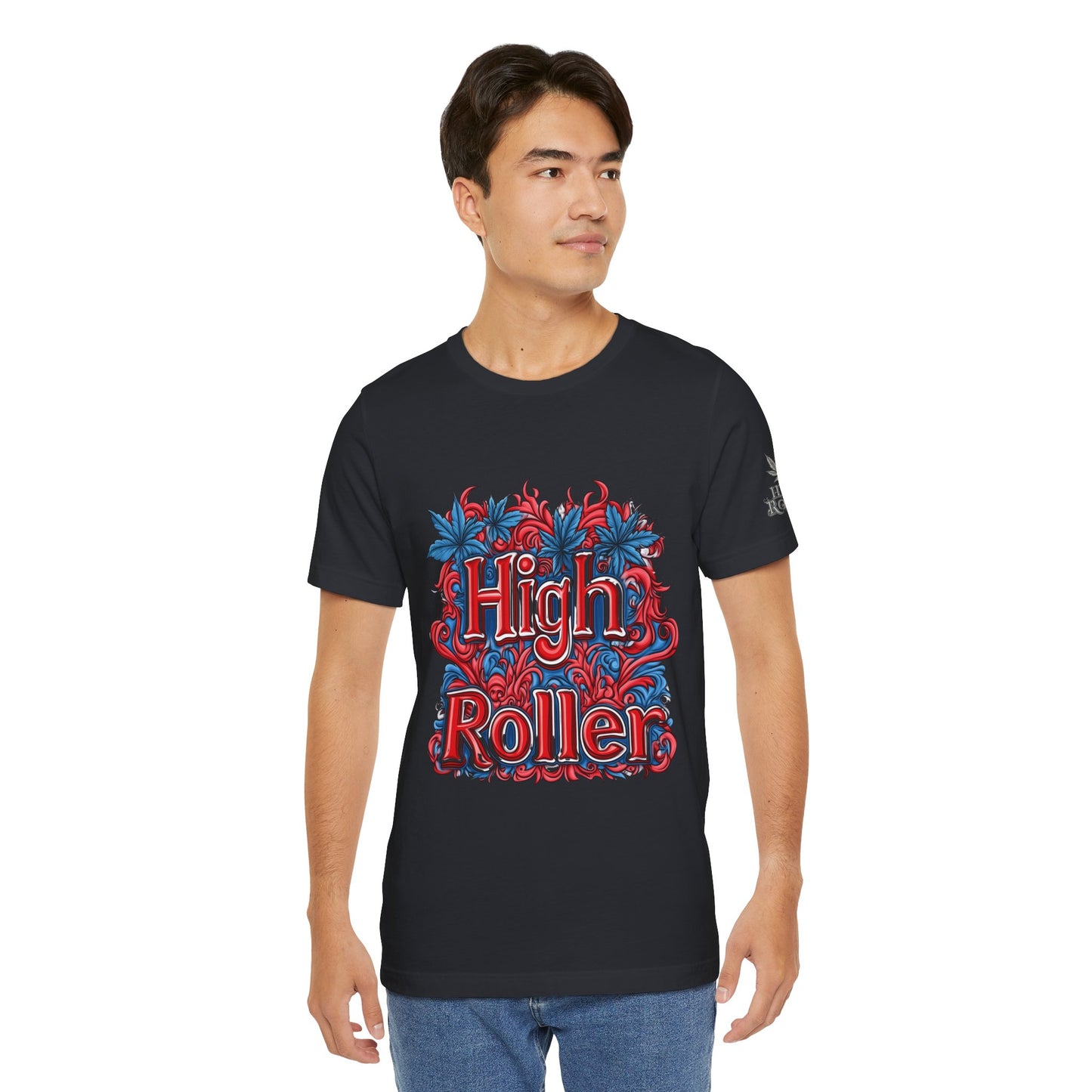 High Roller Ornate Logo Tee - Cannabis Typography Art Design | High Roller