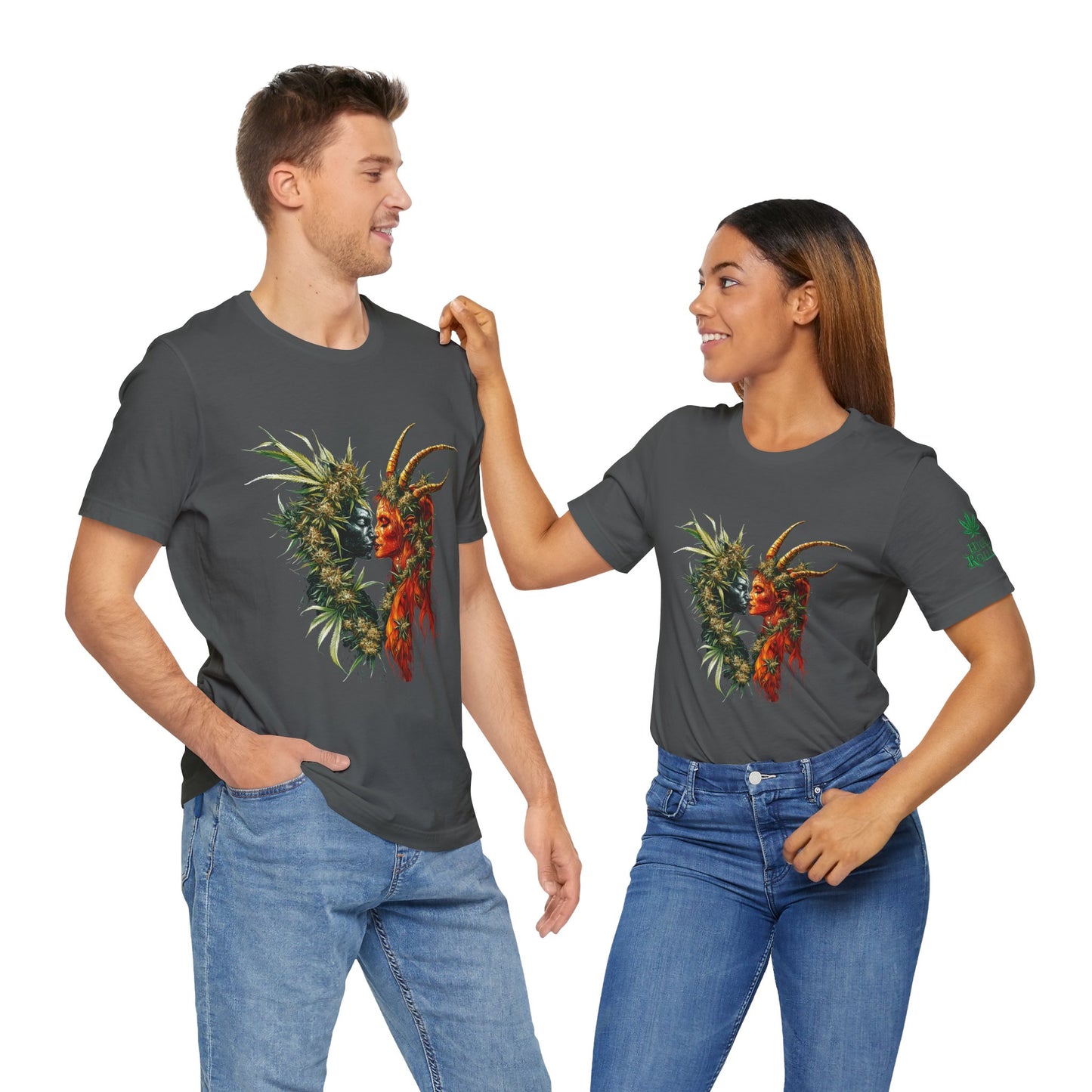 Cannabis Art Dual Face T-Shirt - Premium Unisex Cotton Tee