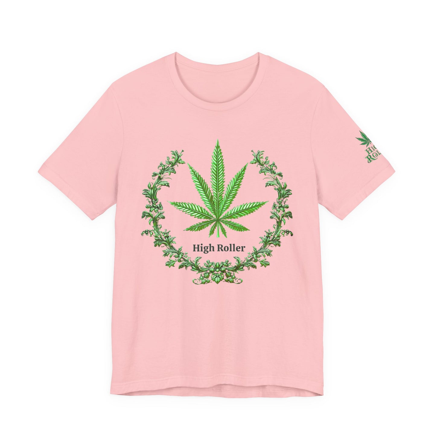 Cannabis Crest Wreath Tee - Botanical Elegance Art Design | High Roller