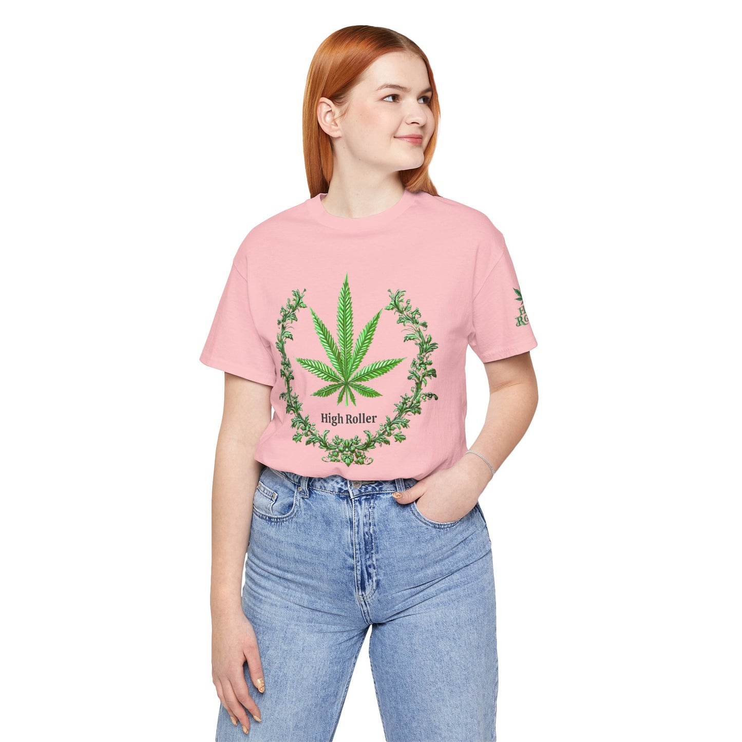 Cannabis Crest Wreath Tee - Botanical Elegance Art Design | High Roller