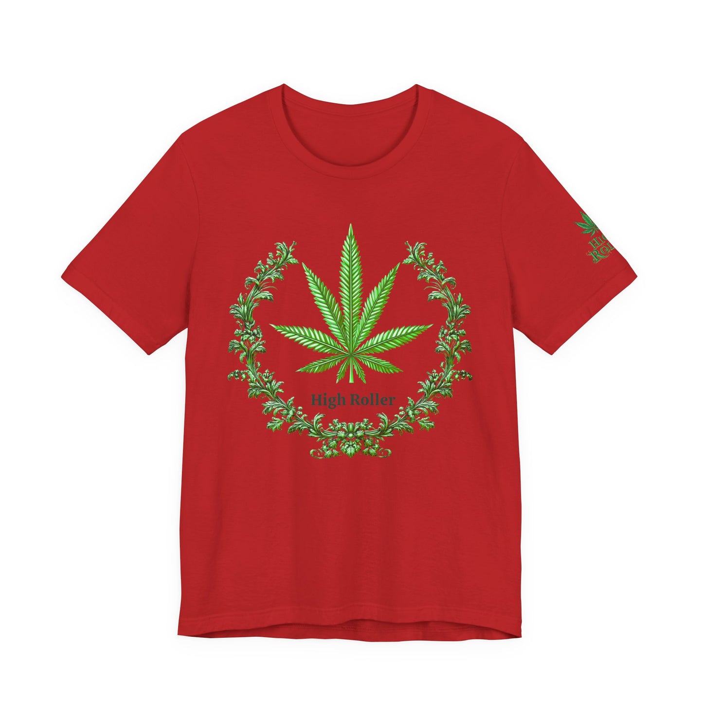 Cannabis Crest Wreath Tee - Botanical Elegance Art Design | High Roller