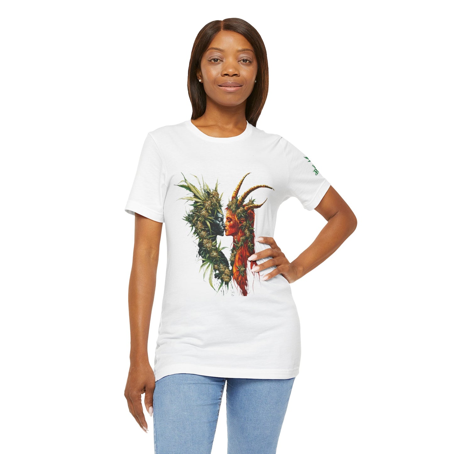Cannabis Art Dual Face T-Shirt - Premium Unisex Cotton Tee