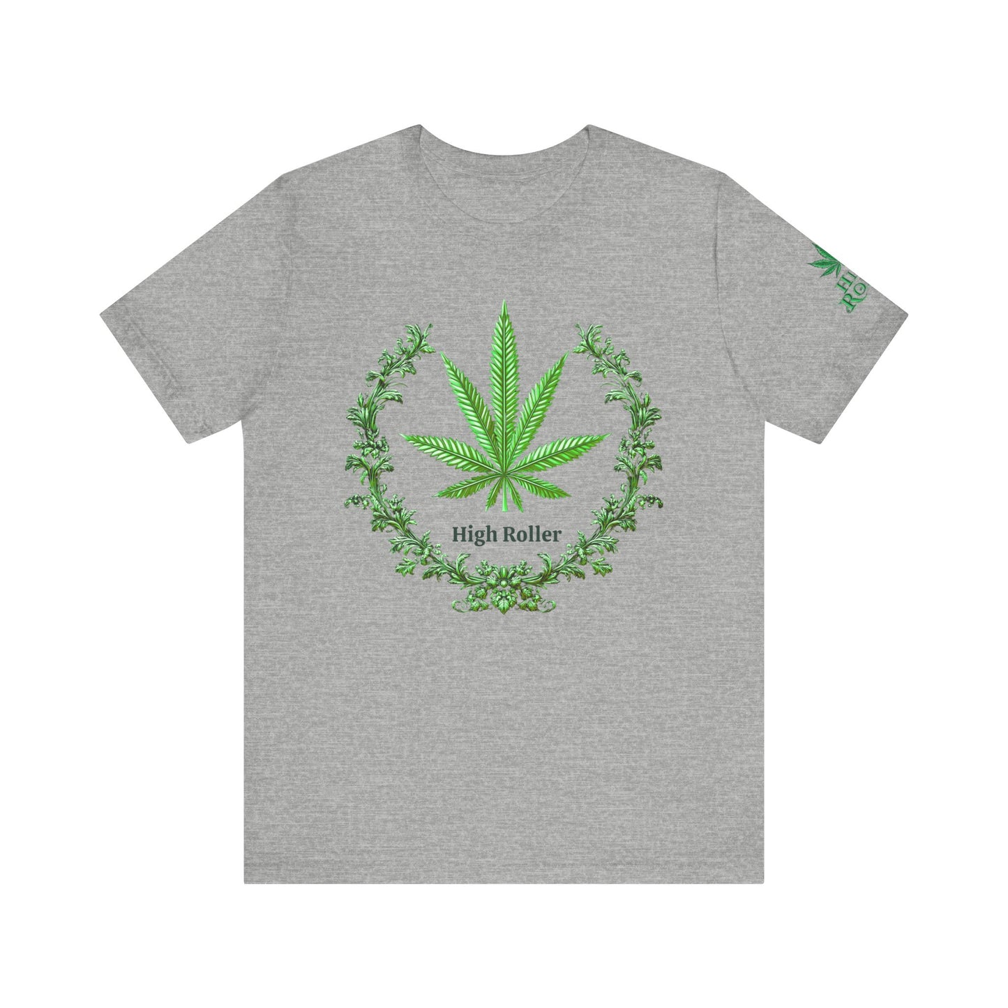 Cannabis Crest Wreath Tee - Botanical Elegance Art Design | High Roller