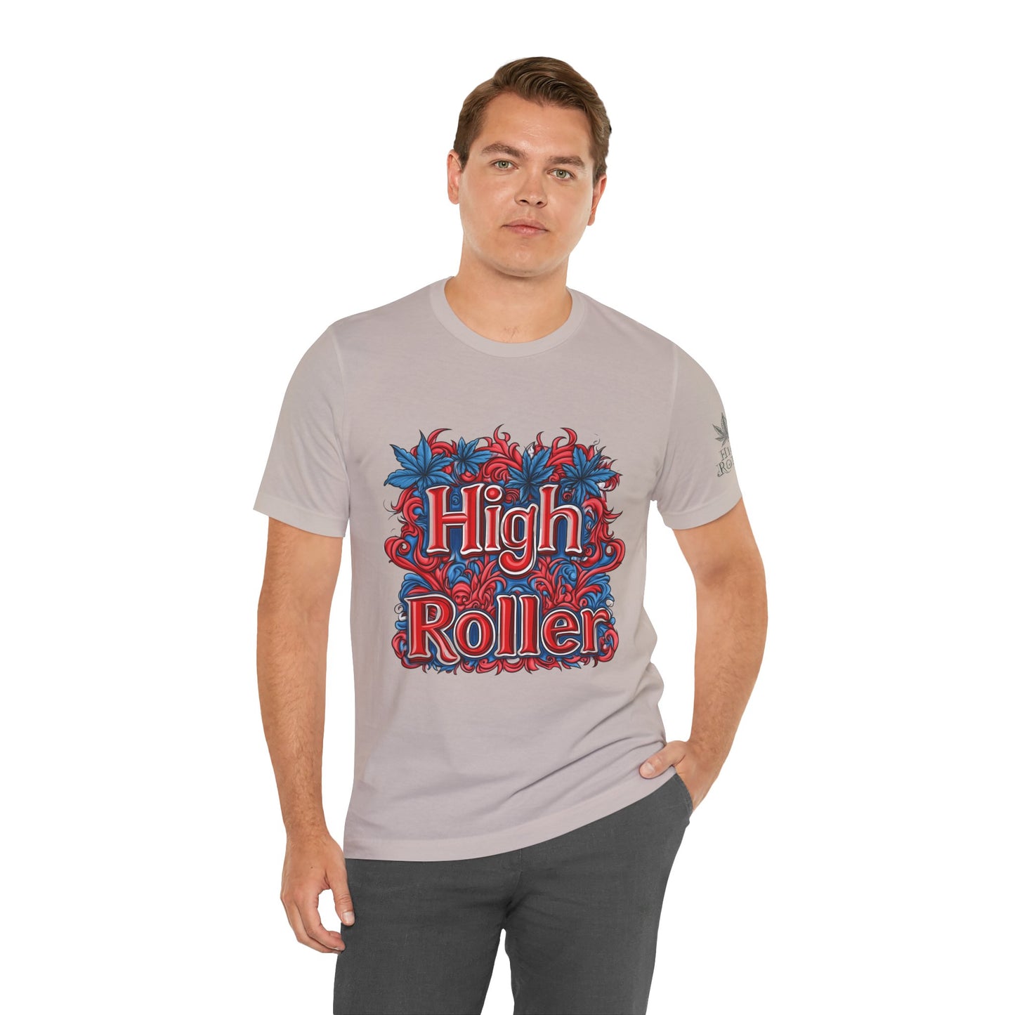 High Roller Ornate Logo Tee - Cannabis Typography Art Design | High Roller