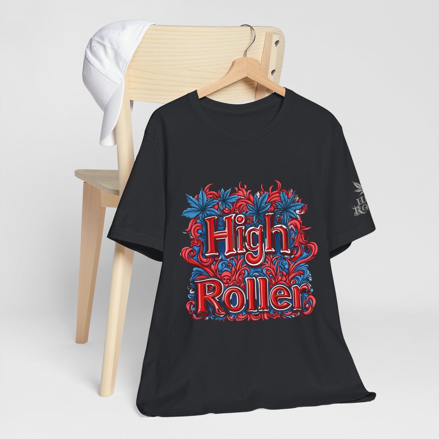 High Roller Ornate Logo Tee - Cannabis Typography Art Design | High Roller