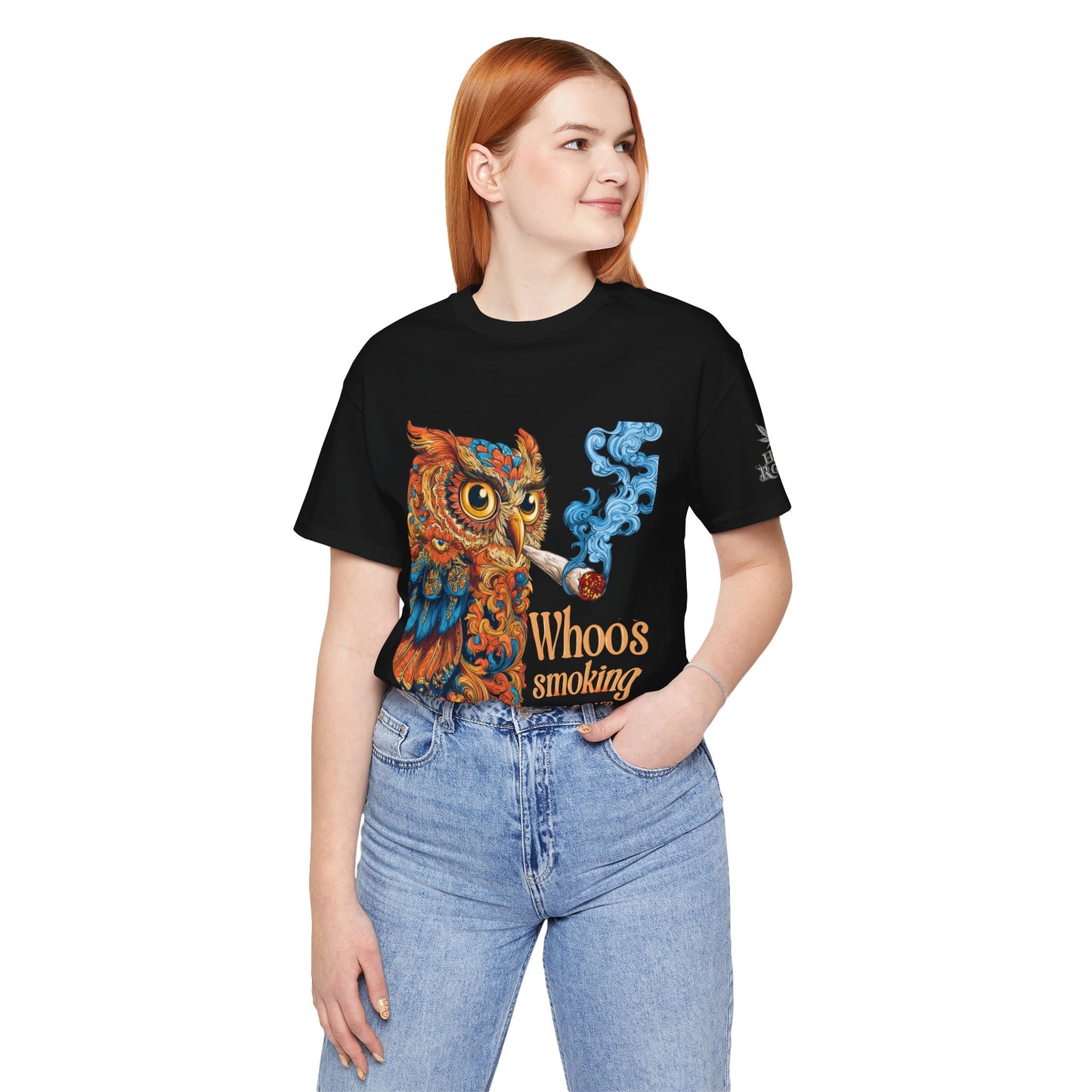 Whoos Smoking Owl Tee - Wise Cannabis Art Design | High Roller