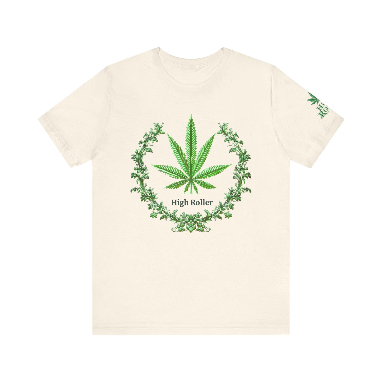 Cannabis Crest Wreath Tee - Botanical Elegance Art Design | High Roller