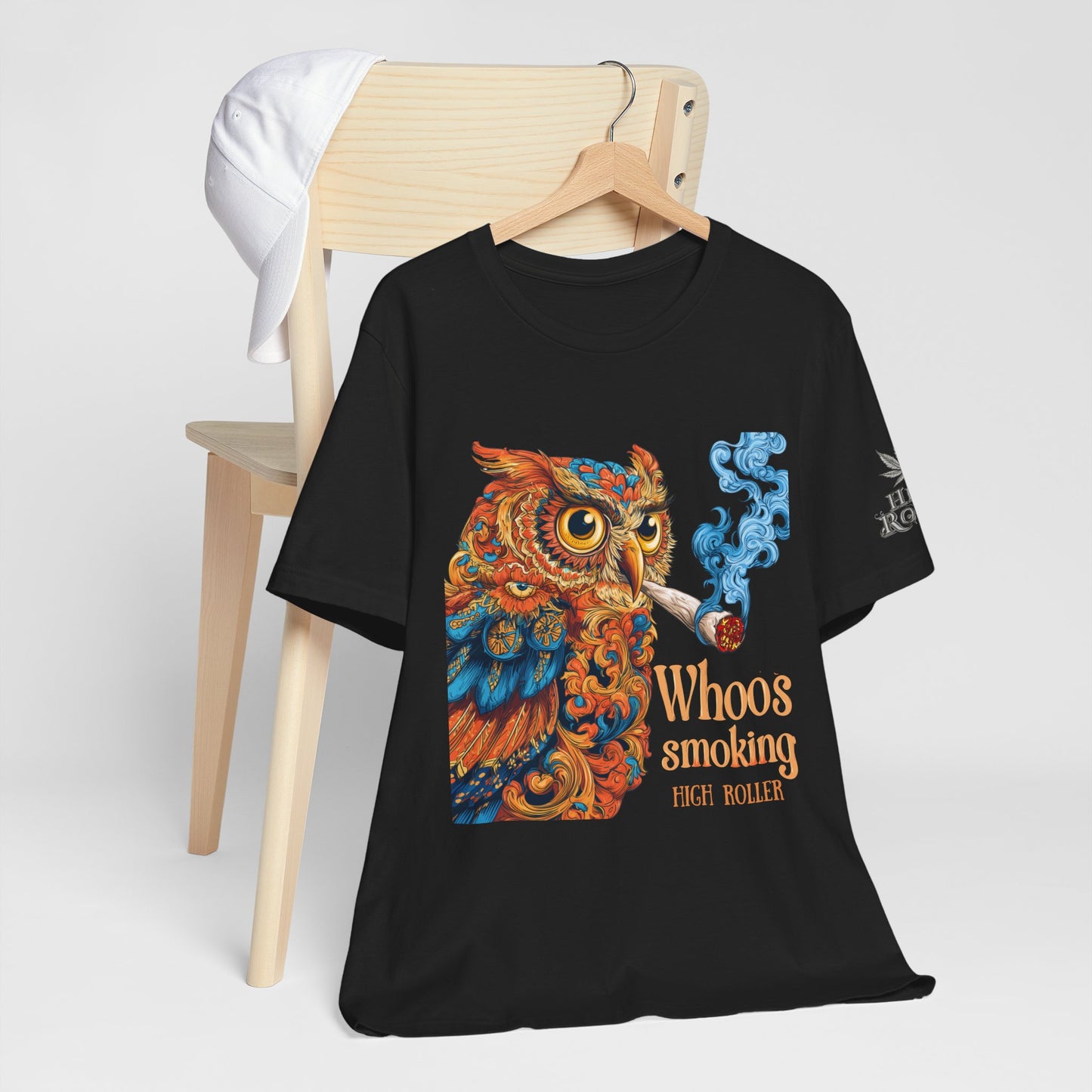 Whoos Smoking Owl Tee - Wise Cannabis Art Design | High Roller