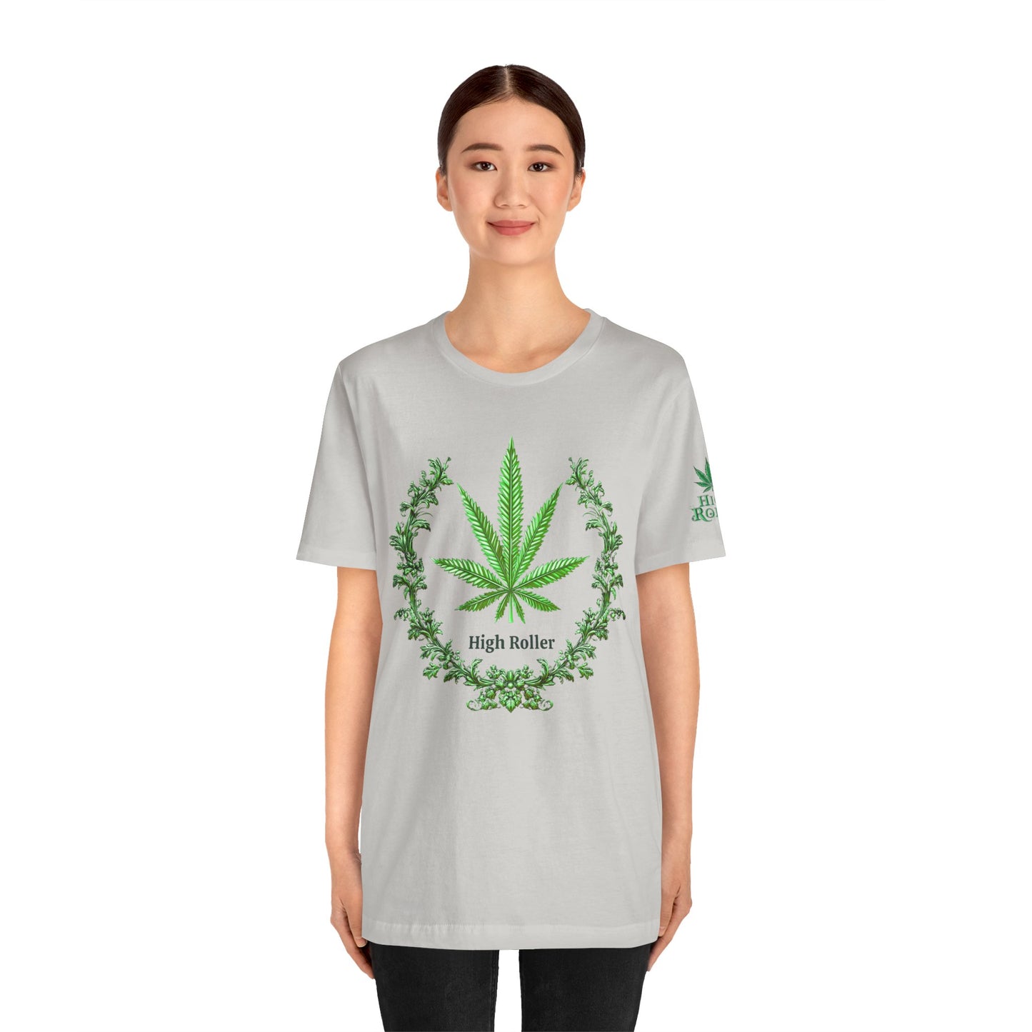 Cannabis Crest Wreath Tee - Botanical Elegance Art Design | High Roller