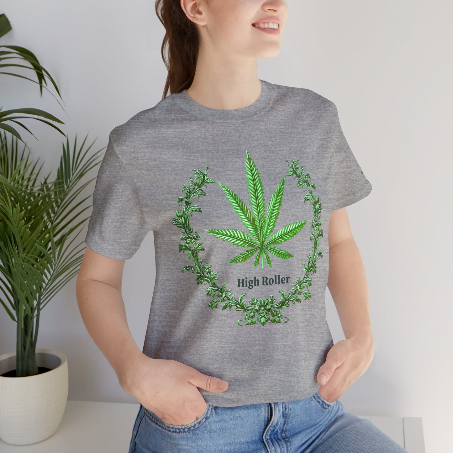 Cannabis Crest Wreath Tee - Botanical Elegance Art Design | High Roller