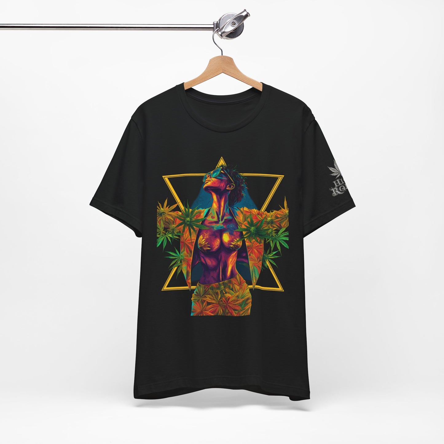 Sacred Geometry Cannabis Goddess Tee - Psychedelic Beauty Art Design | High Roller