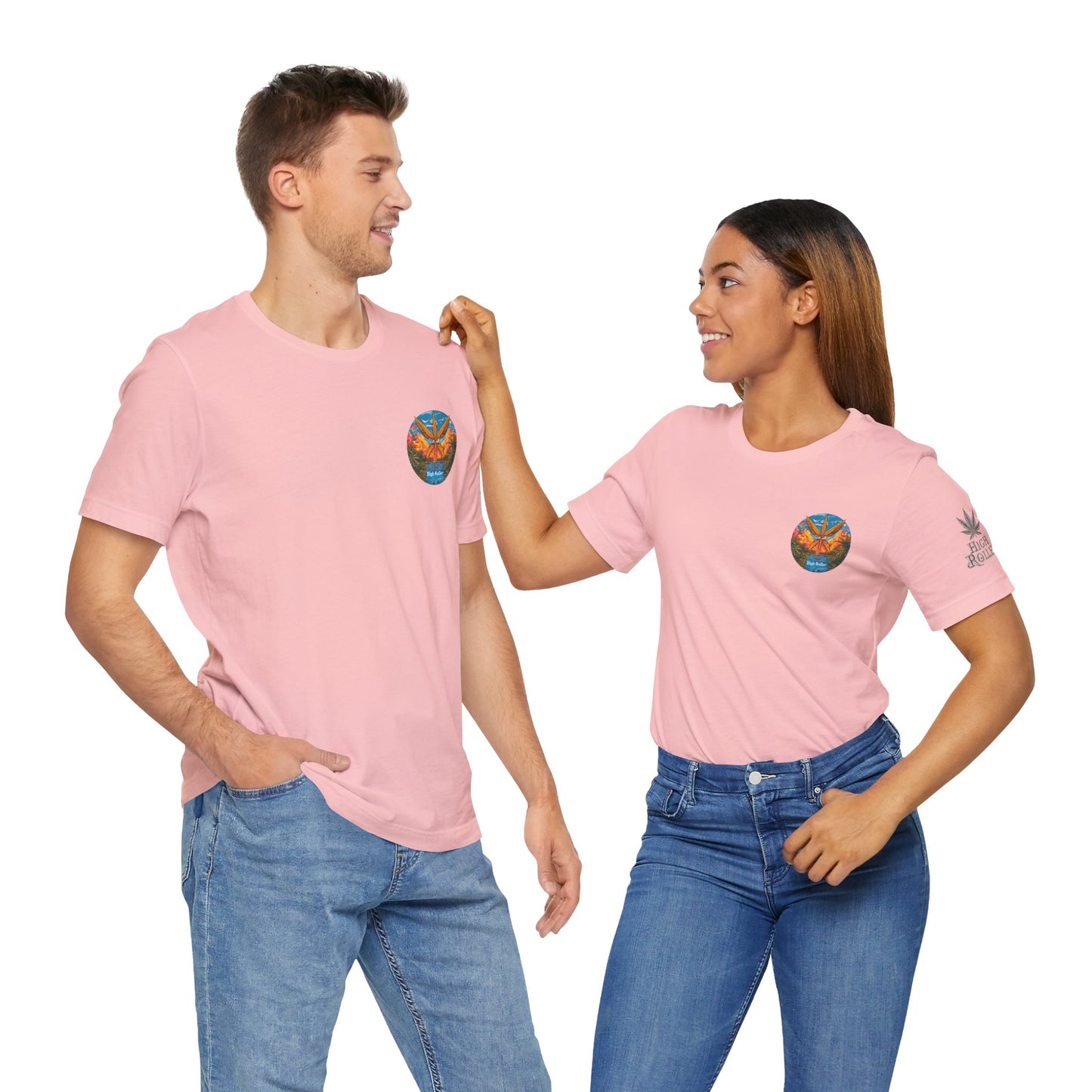 Cannabis Paradise Circle Tee - Tropical Sunset Art Design | High Roller